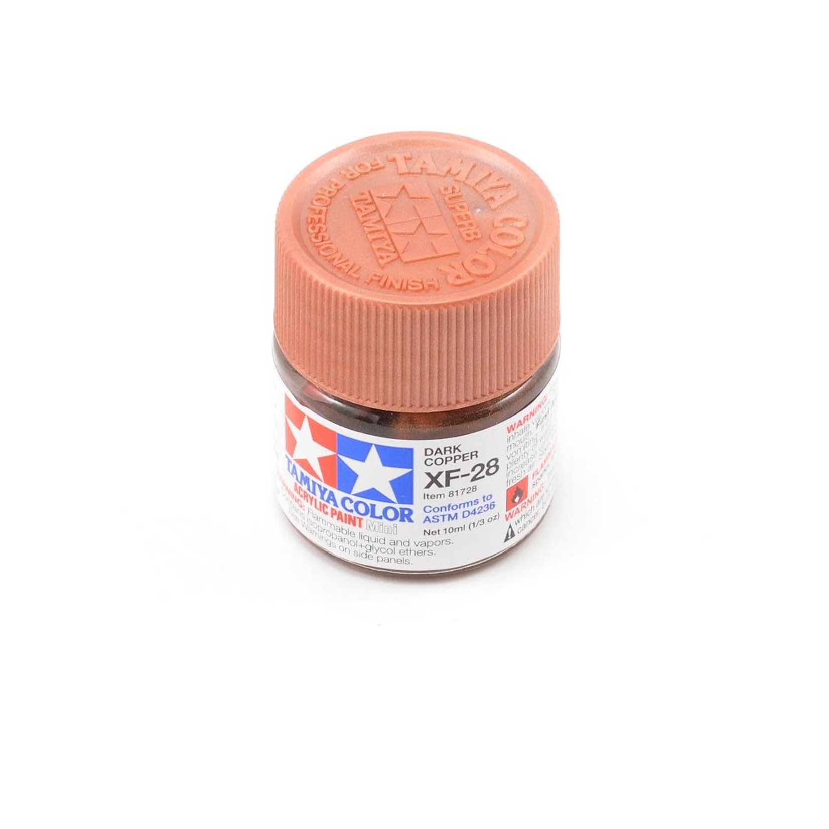 Tamiya #81728 Tamiya XF-28 Flat Dark Copper Acrylic Paint (10ml)
