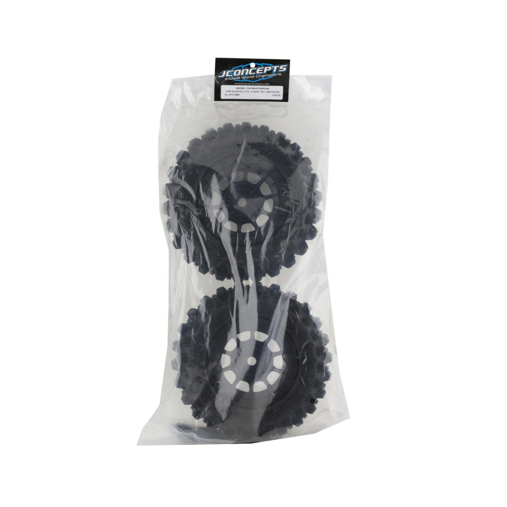 JConcepts #4013-3994 JConcepts Magma Pre-Mounted Monster Truck Tires w/Hazard Wheel (Black) (2) (Platinum)