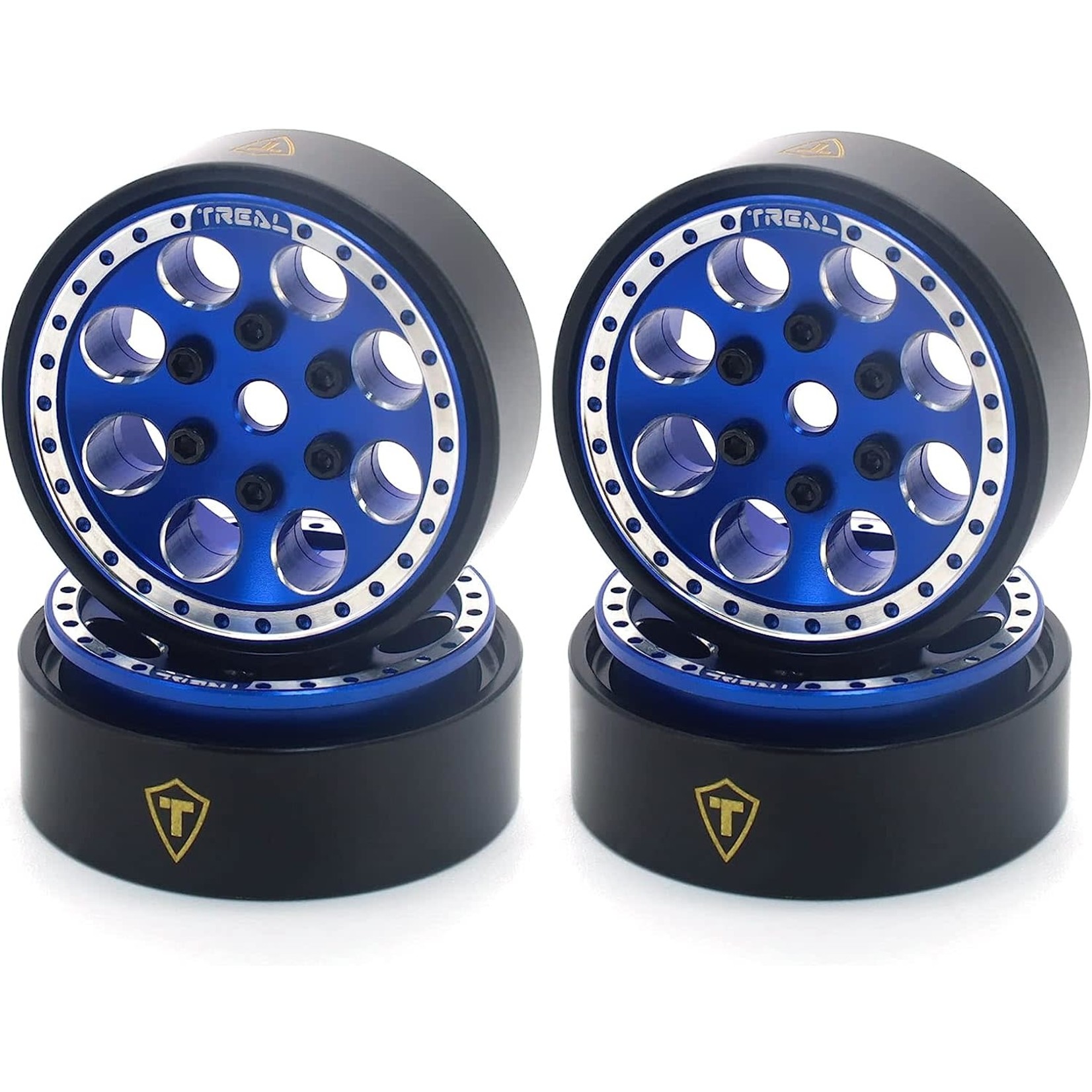 Treal #X002XYOQR5 Treal SCX24 Beadlock Wheels w/Brass Rings 22g (Blue)