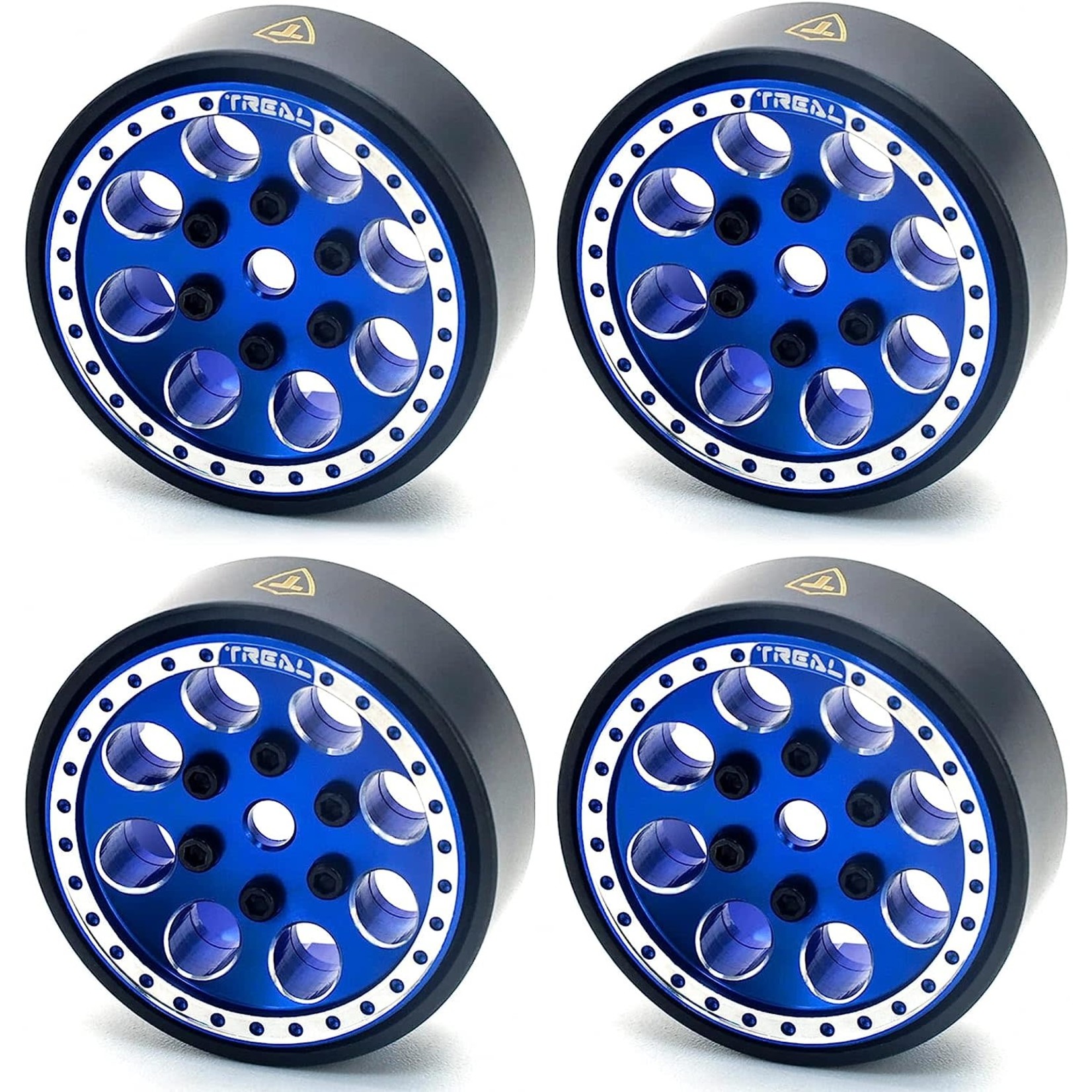 Treal #X002XYOQR5 Treal SCX24 Beadlock Wheels w/Brass Rings 22g (Blue)