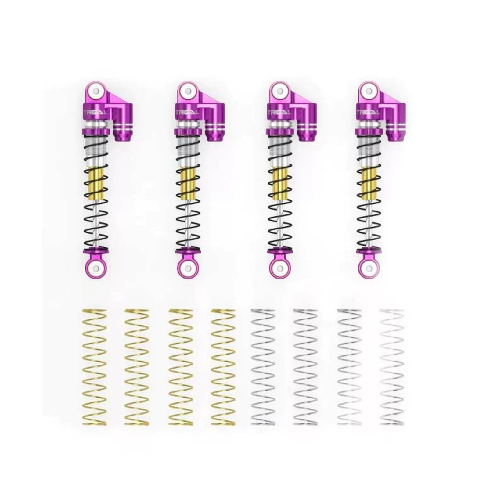 Treal #X003A8DJBR Treal Hobby Axial SCX24 Aluminum Long Travel Threaded Shocks (Purple) (4) (43mm)