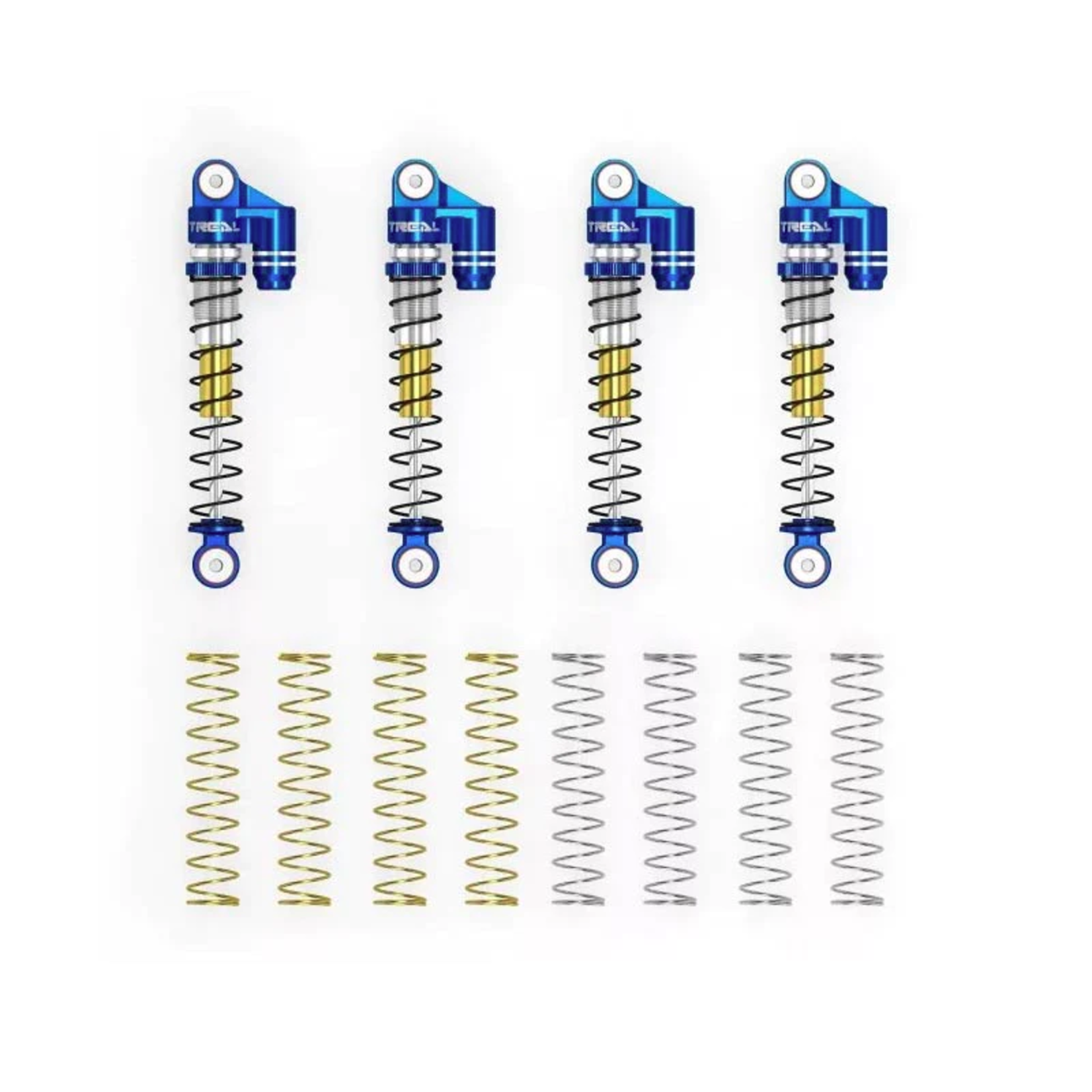 Treal #X003A8DGN3 Treal Hobby Axial SCX24 Aluminum Long Travel Threaded Shocks (Blue) (4) (43mm)