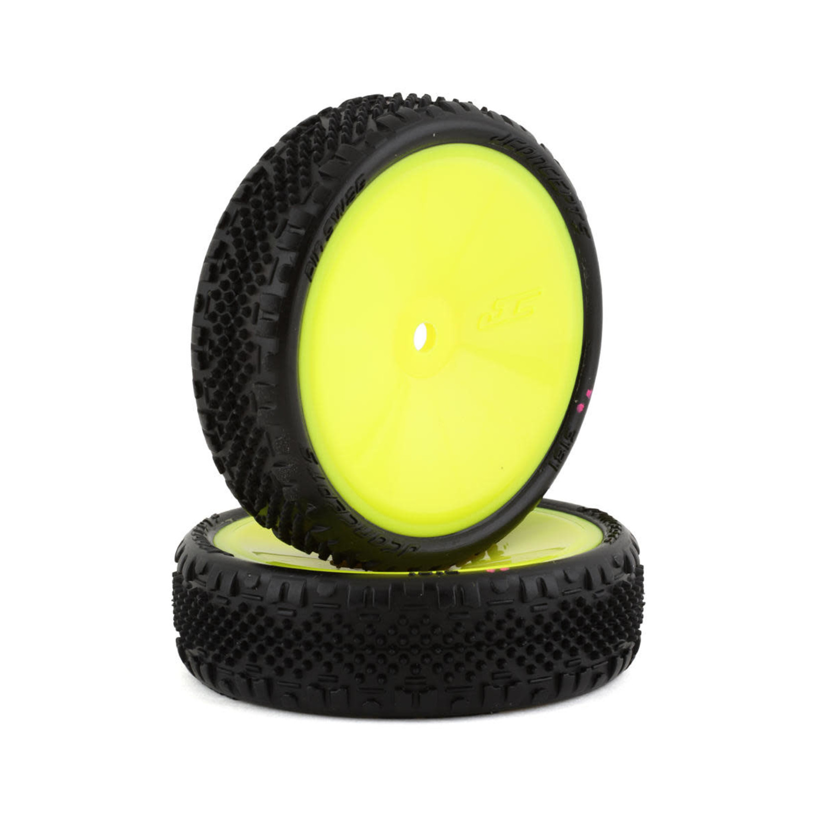 JConcepts #3181-201011 JConcepts Pin Swag 2.2" Pre-Mounted 2WD Front Buggy Carpet Tires (Yellow) (2) (Pink) w/12mm Hex