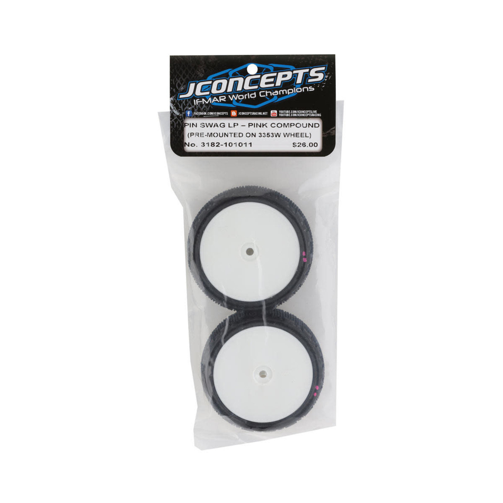 JConcepts JConcepts Pin Swag 2.2" Pre-Mounted 4WD Front Buggy Tire (White) (2) (Pink) w/12mm Hex #3182-101011