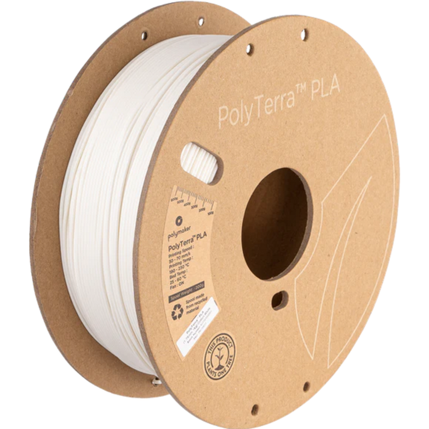 Polymaker #PM70822  Polymaker PolyTerra™ PLA (1kg) (1.75mm, Cotton White)