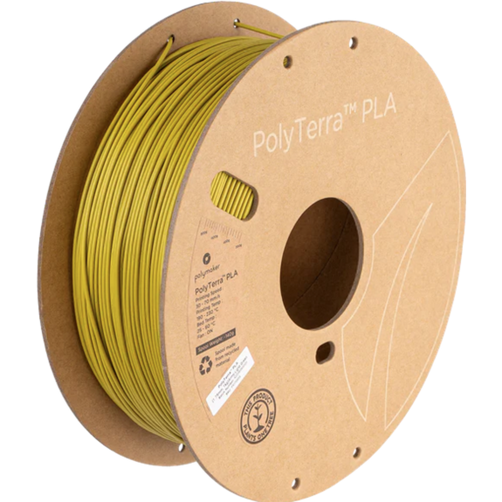 Polymaker #PM70958  Polymaker PolyTerra™ PLA (1kg) (1.75mm, Army Light Green)