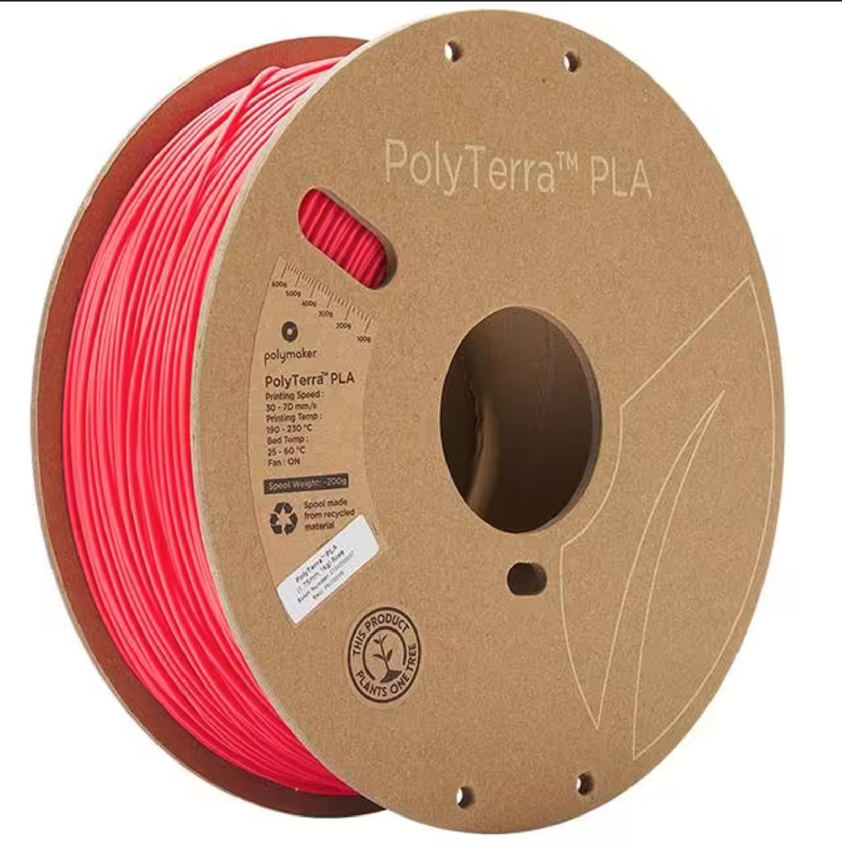 Polymaker #PM70905  Polymaker PolyTerra™ PLA (1kg) (1.75mm, Rose)