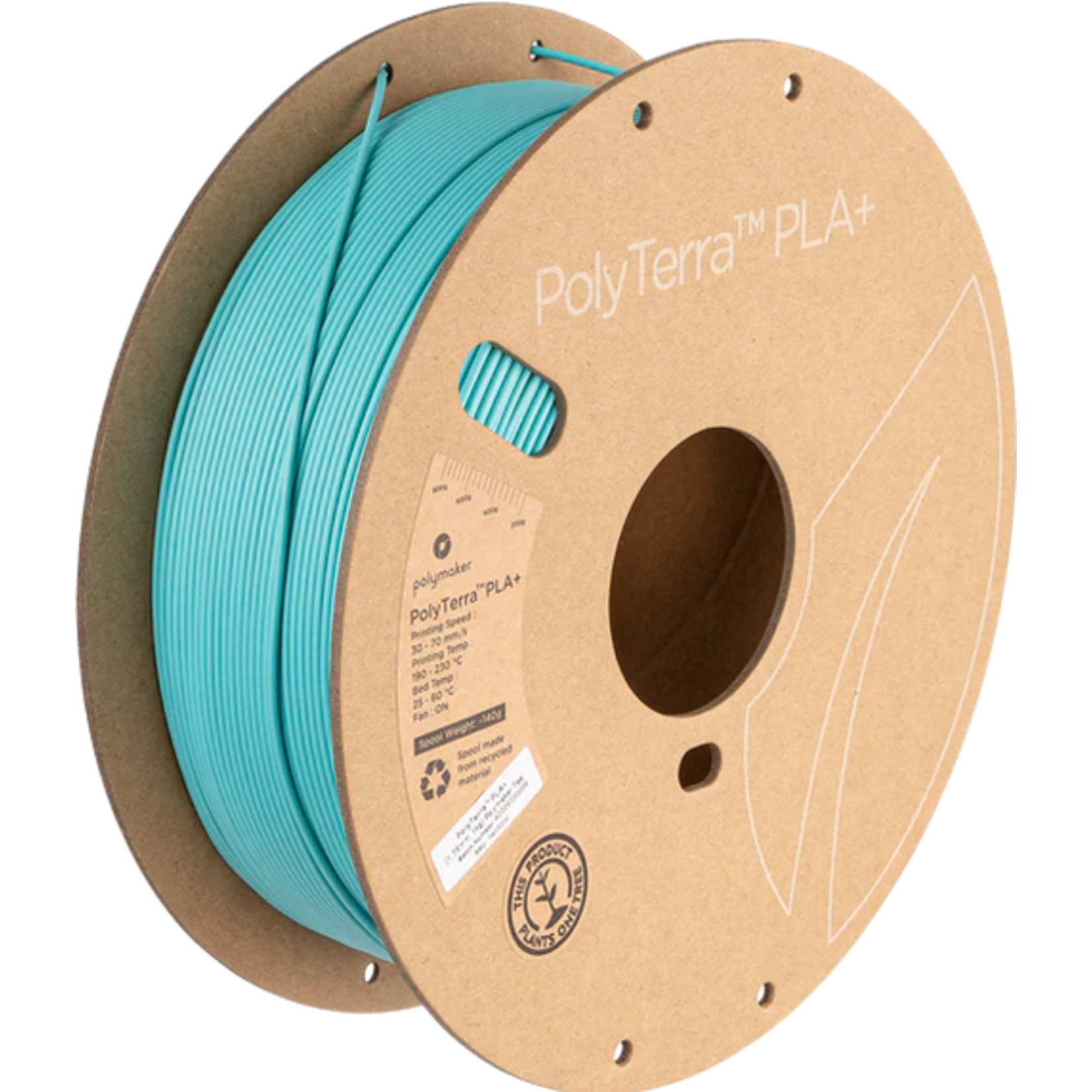 Polymaker #PA05004 Polymaker PolyTerra™ PLA+ (1kg) (1.75mm, Polymaker Teal)