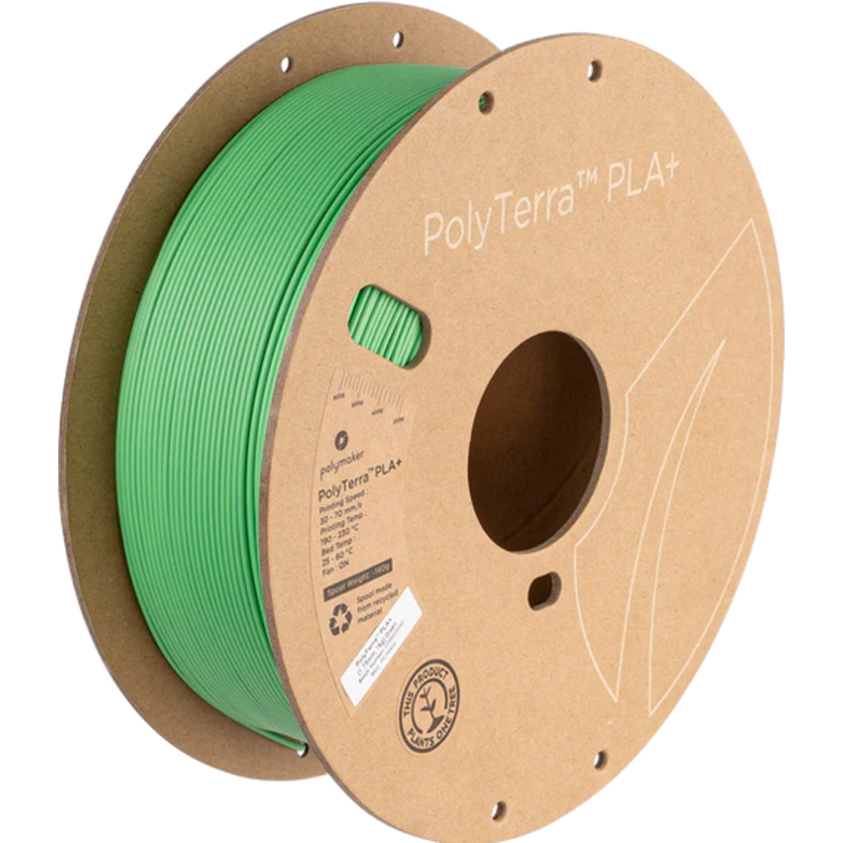 Polymaker #PM70950  Polymaker PolyTerra™ PLA+ (1kg) (1.75mm, Green)