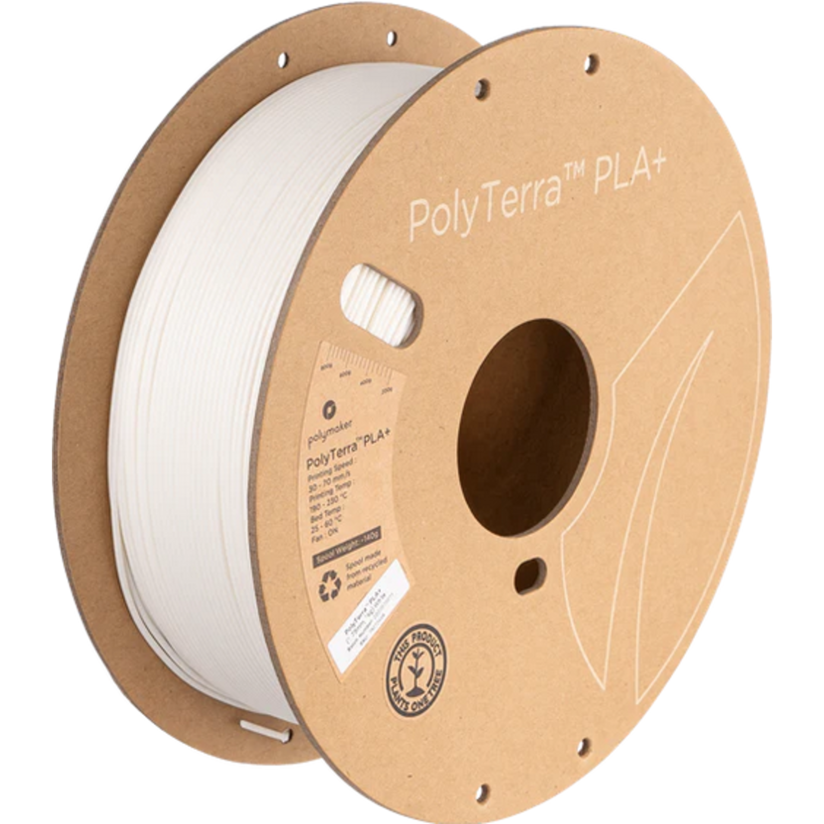 Polymaker #PM70946  Polymaker PolyTerra™ PLA+ (1kg) (1.75mm, White)