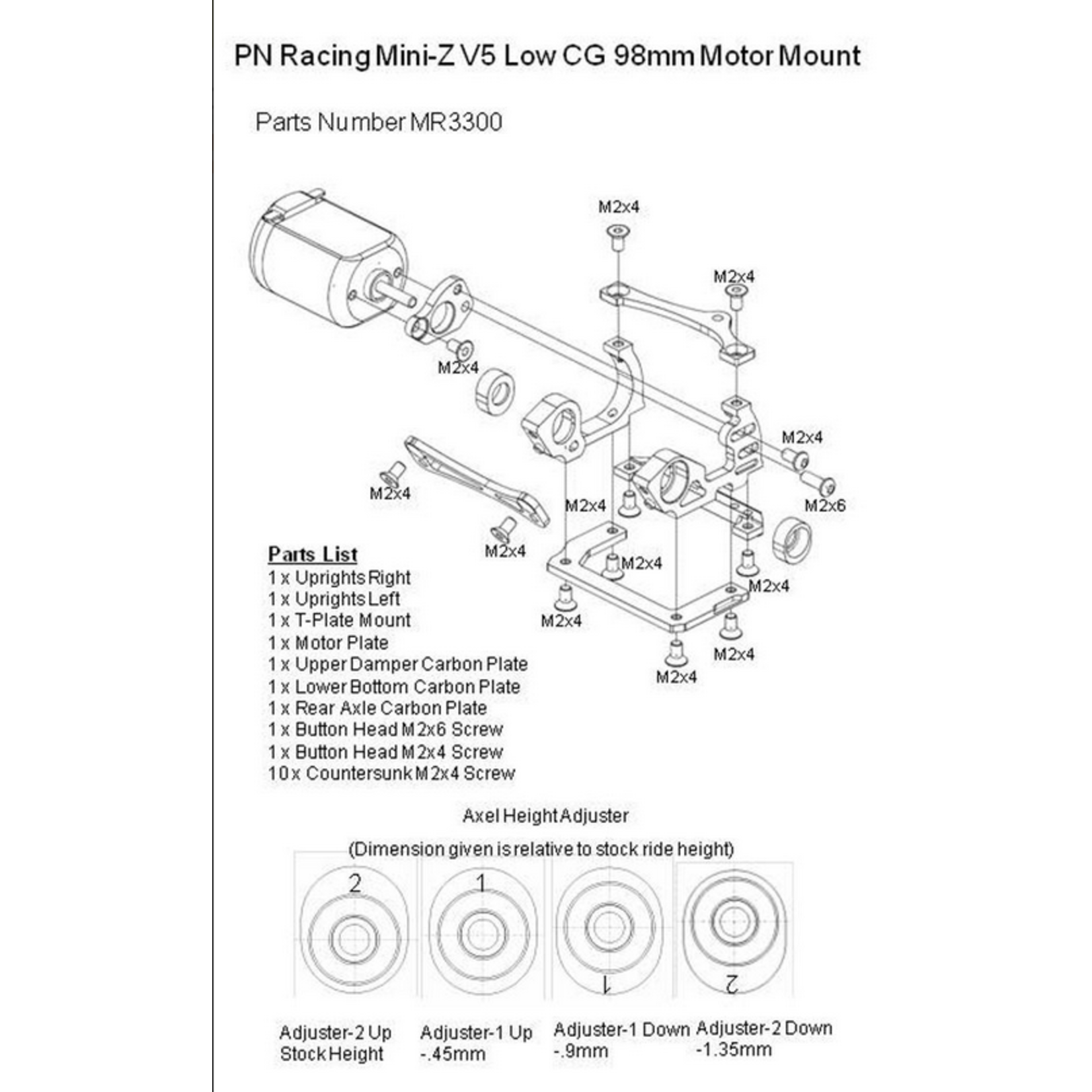 PN Racing PN Racing Mini-Z V5 Motor Mount Conversion Kit For MR3322 Gimbal System (Silver) #MR3300QS