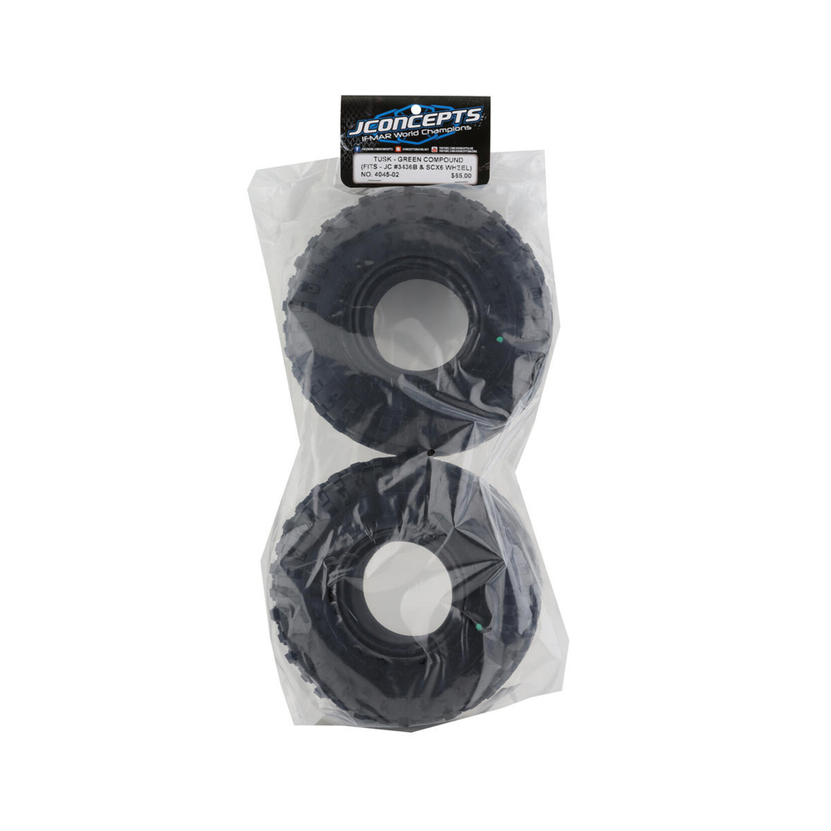 JConcepts #4045-02 JConcepts SCX6 Tusk 2.9" All Terrain Crawler Tires (2) (Green)