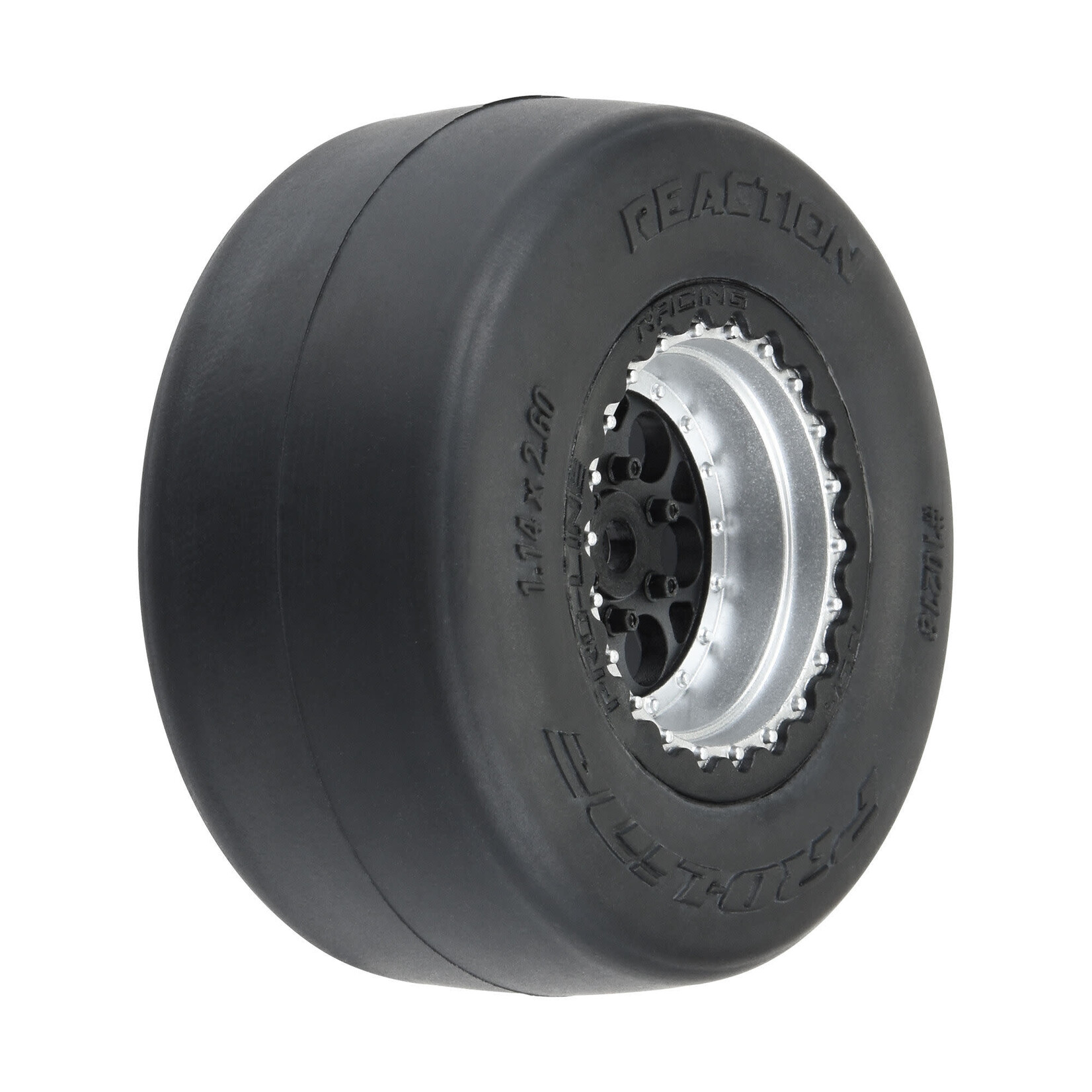 Pro-Line Pro-Line 1/16 Reaction Rear Tires MTD 8mm Black/Silver (2) (Losi Mini Drag) #10218-10