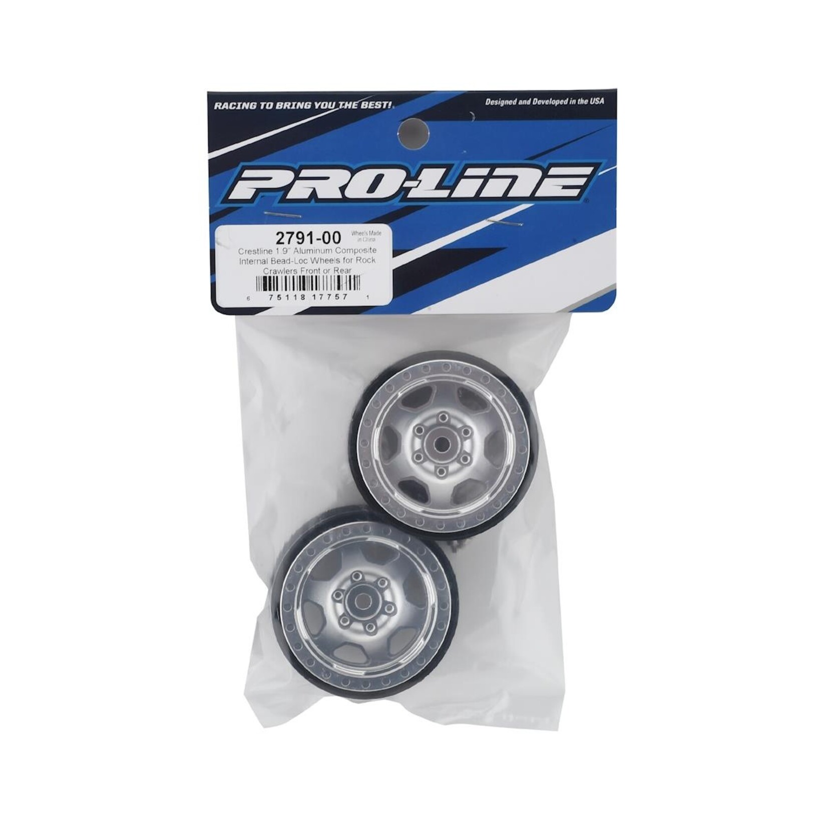 Pro-Line Pro-Line Crestline 1.9" Aluminum Composite Internal Bead-Loc Wheels (Silver) (2) #2791-00
