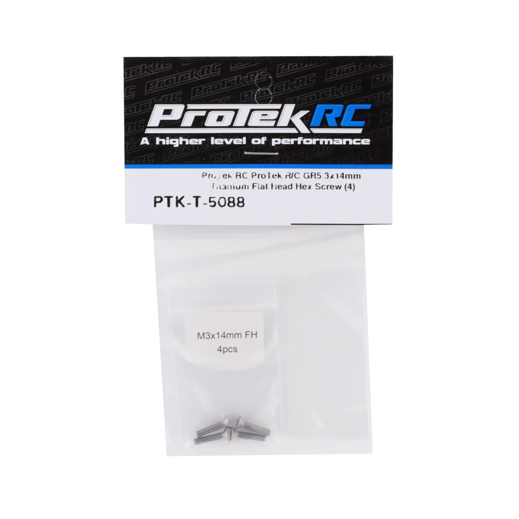 ProTek RC ProTek RC 3x14mm "Grade 5" Titanium Flat Head Hex Screw (4) #PTK-T-5088