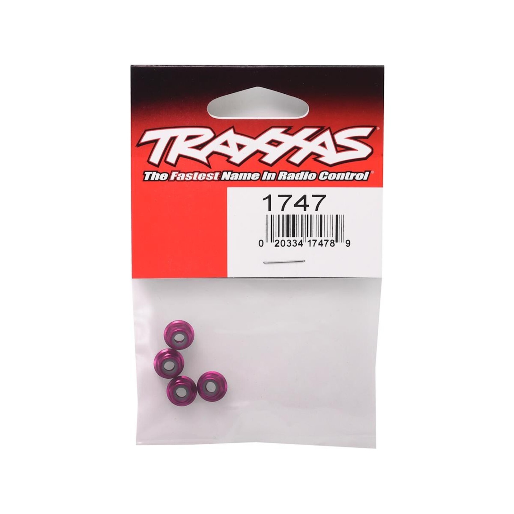 Traxxas #1747P Traxxas 4mm Aluminum Flanged Serrated Nuts (Pink) (4)