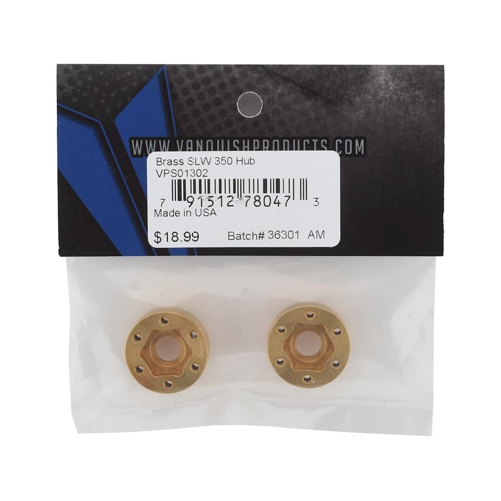 Vanquish Products #VPS01302 Vanquish Products Brass SLW 350 Wheel Hub (2) (0.350" Width)