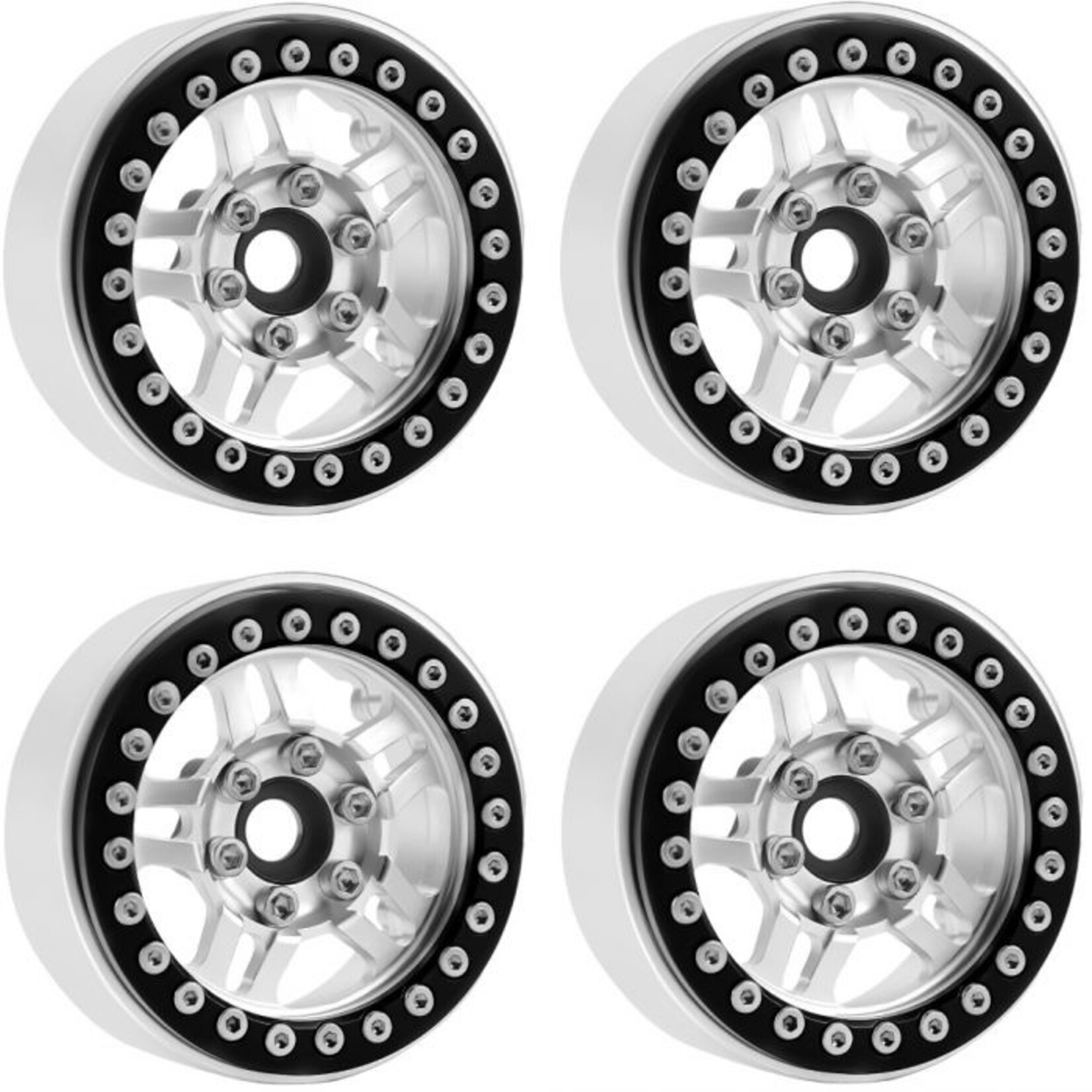 Power Hobby Power Hobby 1/10 Scale B4 Aluminum Beadlock Crawler Wheels (4) #PHB5053SILVER