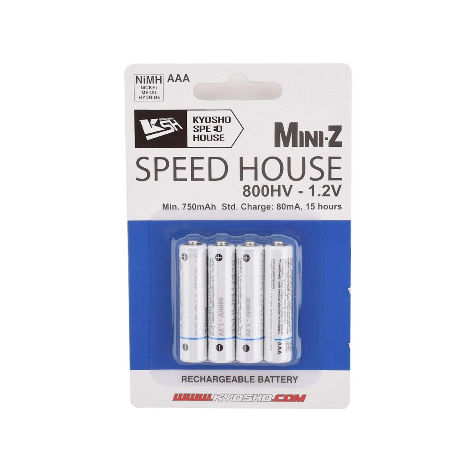 Kyosho #71998B  Kyosho Speed House Mini-Z AAA NiMh Batteries (800HV) (4)