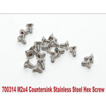 PN Racing PN Racing M2x4 Countersink Stainless Steel Hex Machine Screw (20pcs) #700314