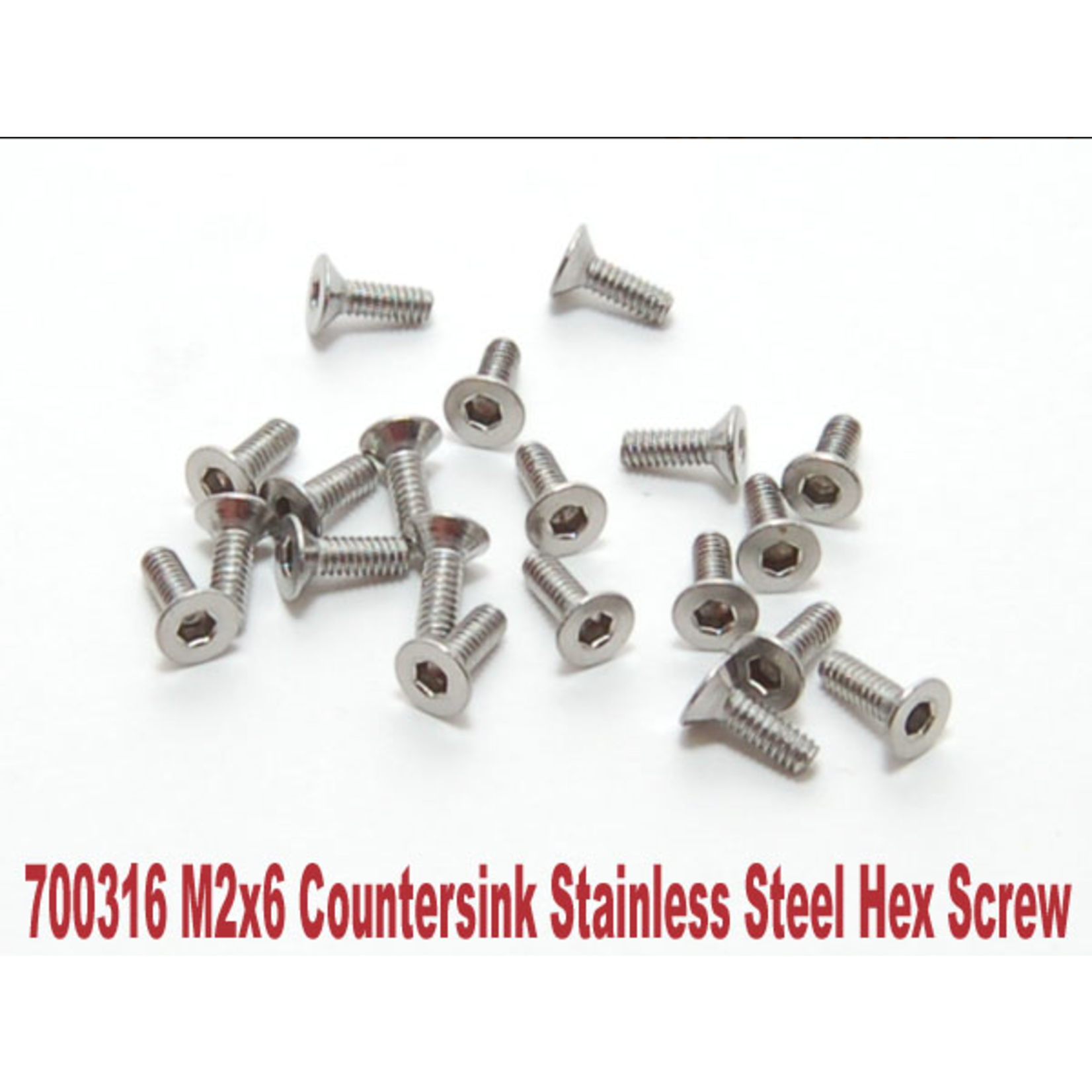 PN Racing PN Racing M2x6 Countersink Stainless Steel Hex Machine Screw (20pcs) #700316