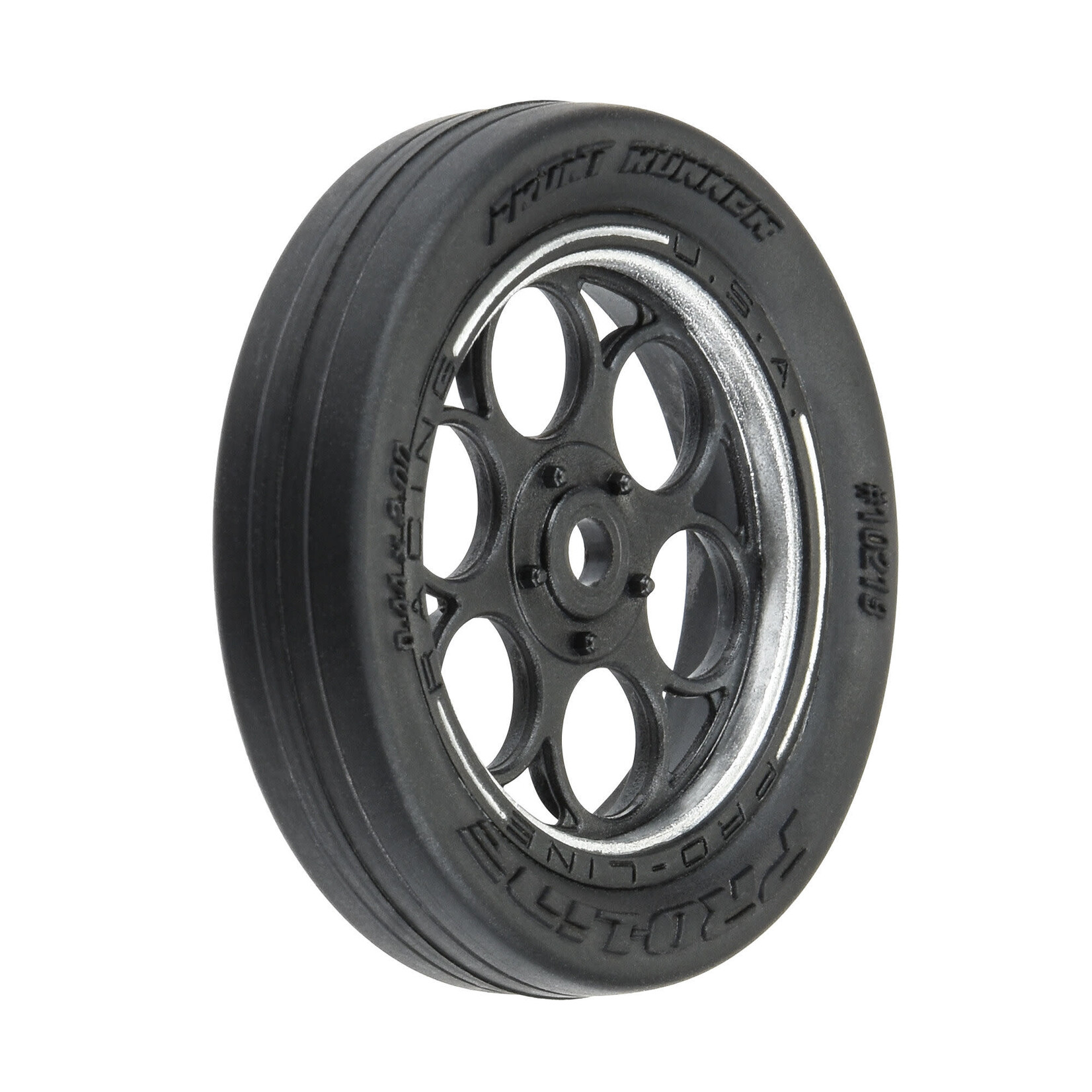 Pro-Line Pro-Line 1/16 Front Runner Front Tires MTD 8mm Black/Silver (2) (Mini Drag) #10219-10