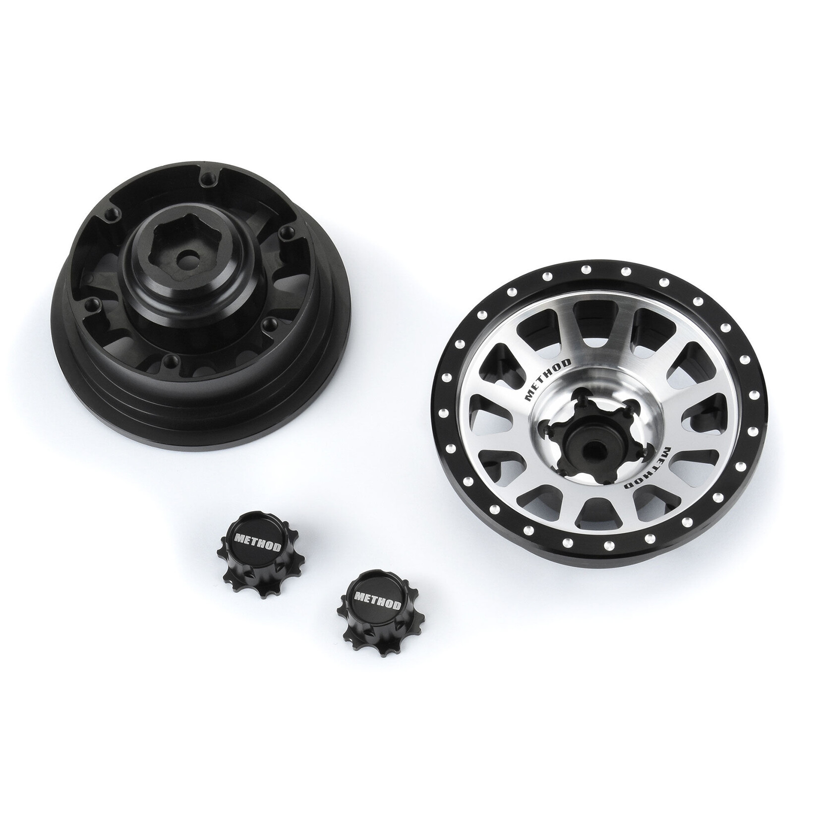 Pro-Line #2814-00 Pro-Line 1/6 Method 305 Alum F/R 2.9" +2 Offset SCX6 Wheel Faces (2) Silver