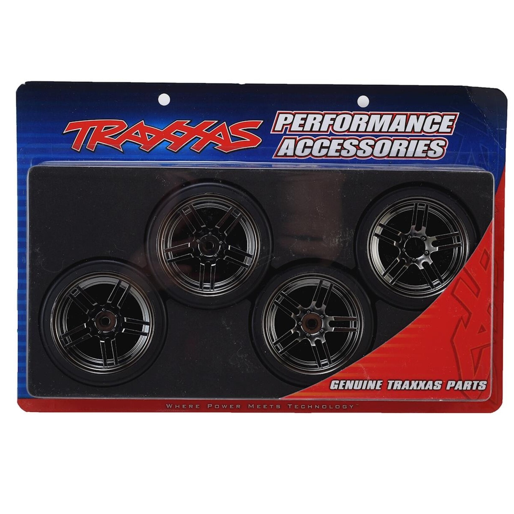 Traxxas #8378 Traxxas 4-Tec 2.0 1.9" Front & Rear Pre-Mounted Drift Tires (Black Chrome) w/12mm Hex Split-Spoke Wheels (4)