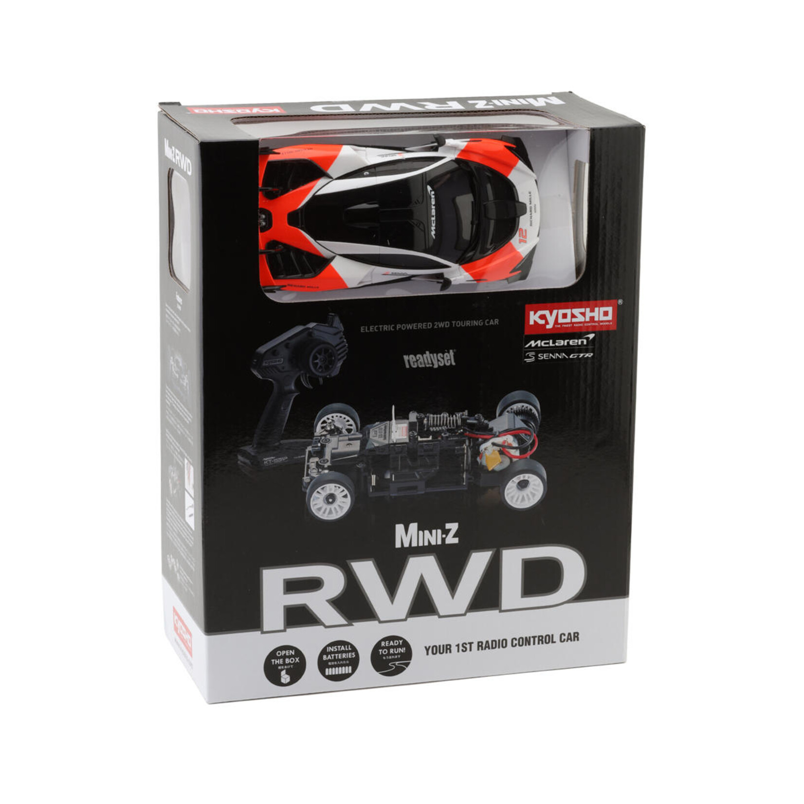 Kyosho Kyosho MR-03 Mini-Z RWD ReadySet w/McLaren Senna GTR (White/Red) & KT-531P 2.4GHz Transmitter #32340WR