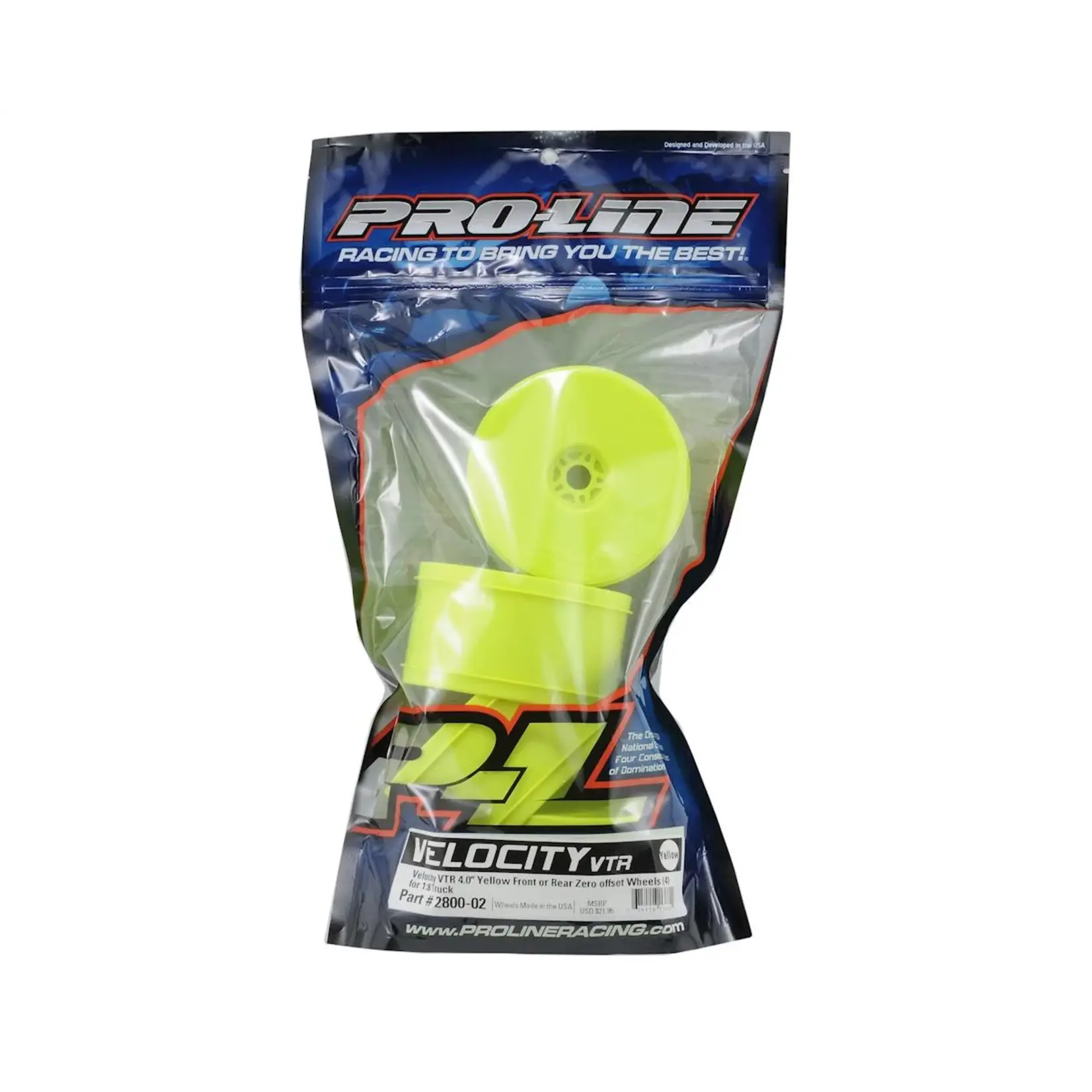 Pro-Line Pro-Line Velocity VTR 4.0" Zero Offset Truck Truggy Wheels (4) (Yellow) #2800-02