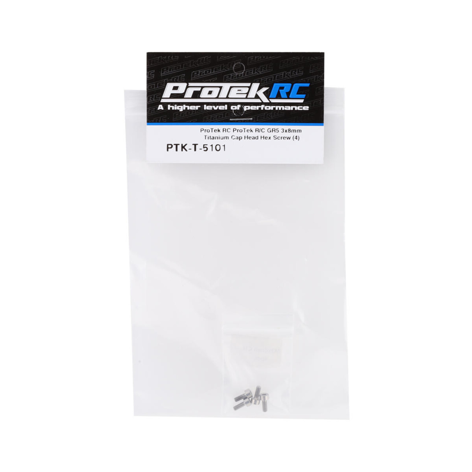 ProTek RC #PTK-T-5101 ProTek RC 3x8mm "Grade 5" Titanium Cap Head Hex Screw (4)