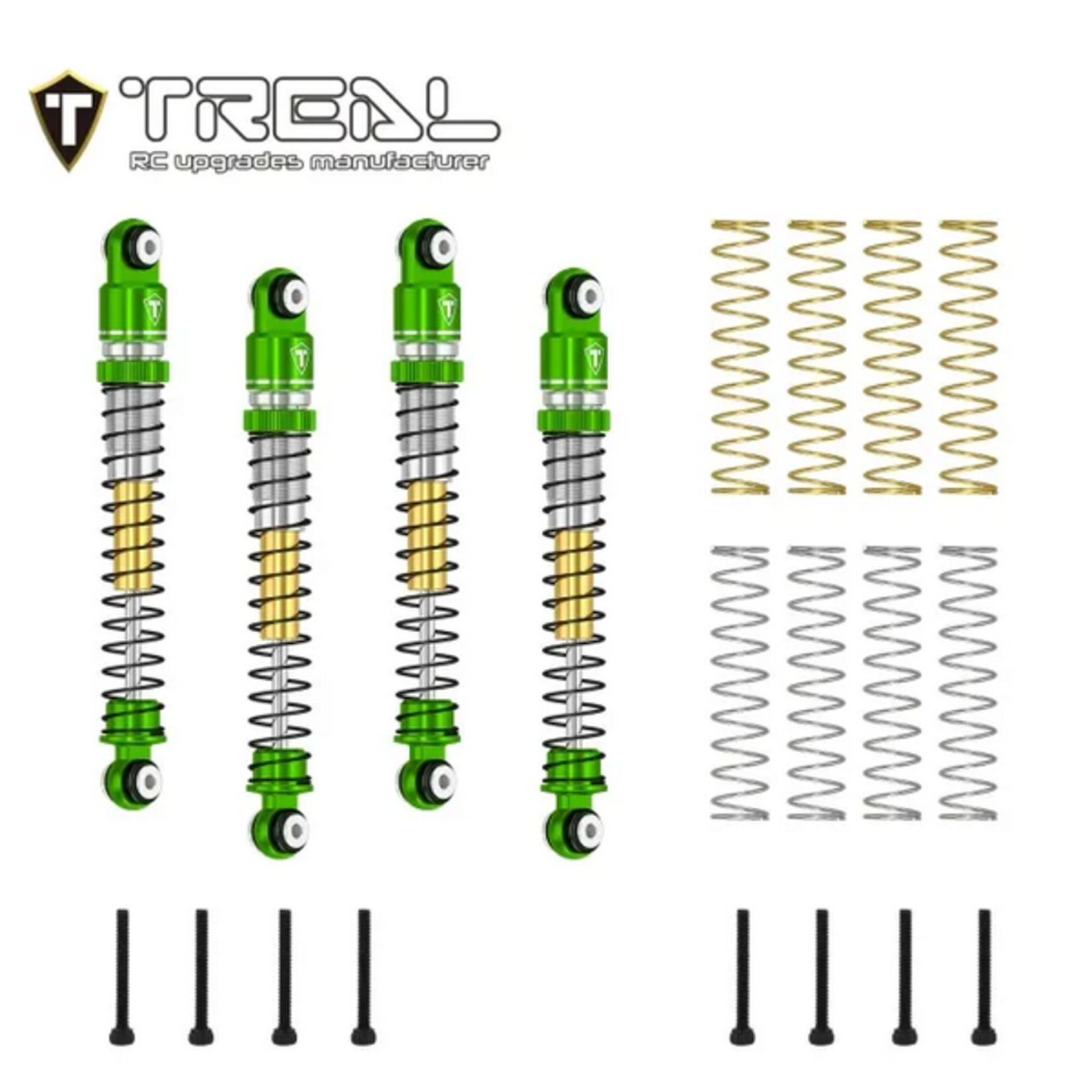 Treal #X003SX4LMZ TREAL AX24 Aluminum Threaded Shocks (53mm) (Green)