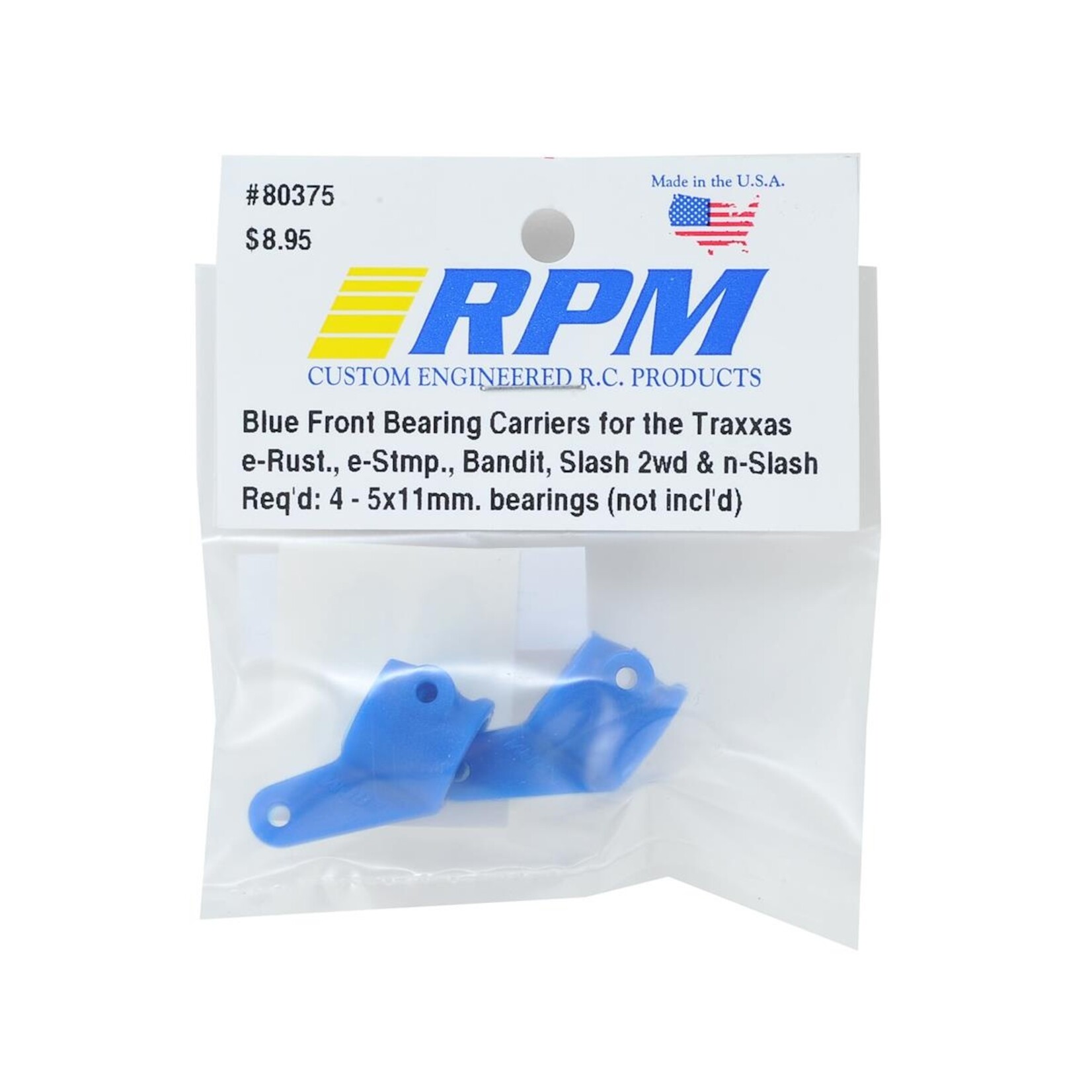 RPM RPM Front Bearing Carrier Set (Blue) (2) (Slash, Bandit, Rustler, Stampede) #80375