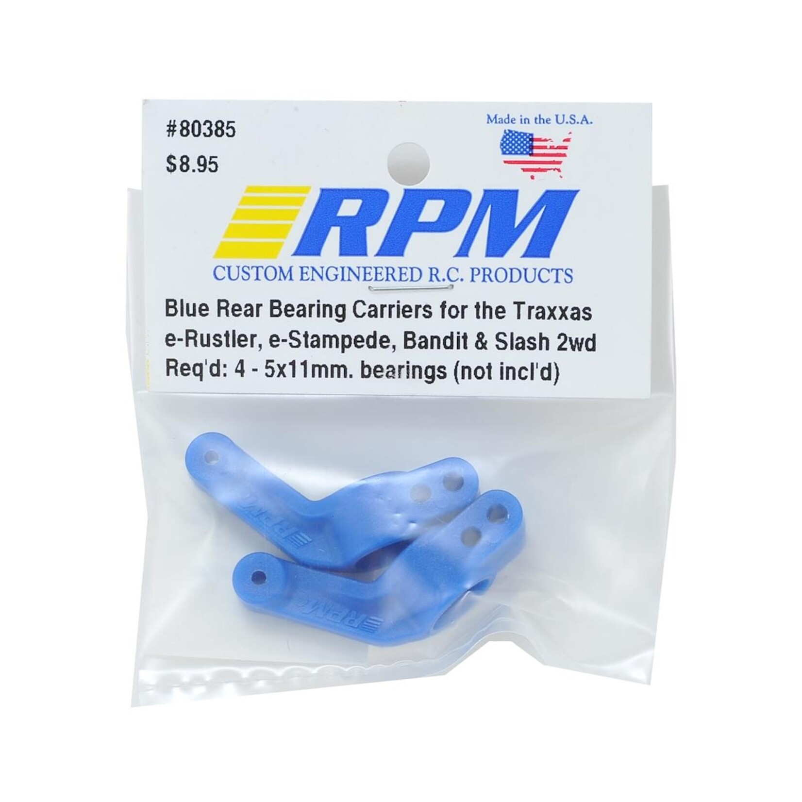 RPM RPM Rear Traxxas Stub Axle Carriers (2) (Blue) #80385