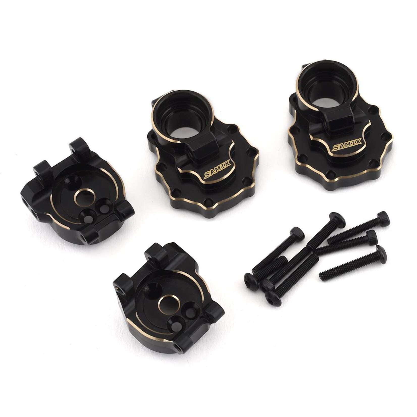 Samix #TRX4-4464-C2  Samix TRX-4 Brass Rear Portal Drive Housing & Rear Hub Carrier Set (Black)