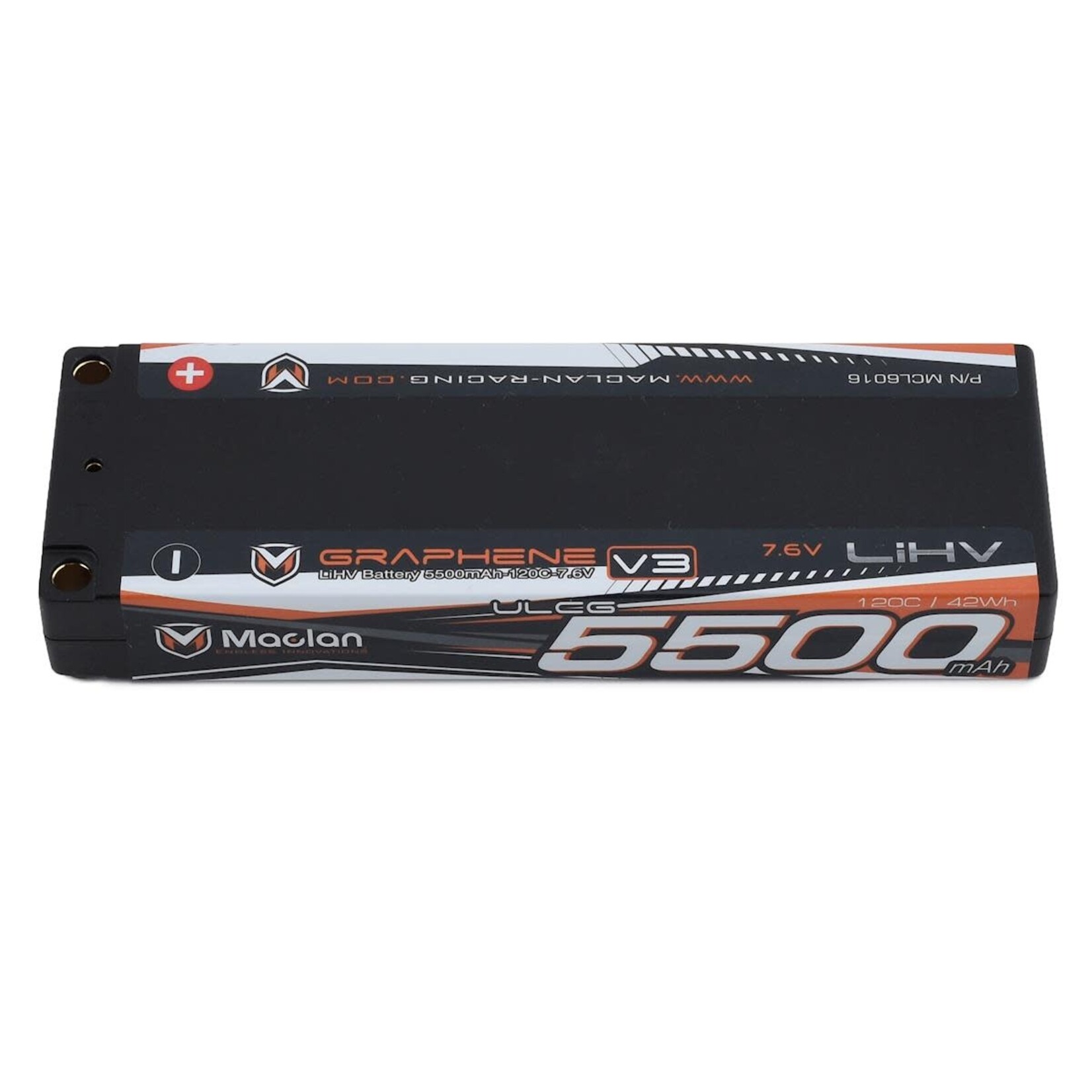 Maclan #MCL6016 Maclan HV Graphene V3 2S LiPo ULCG Battery w/5mm Bullets (7.6V/5500mAh)