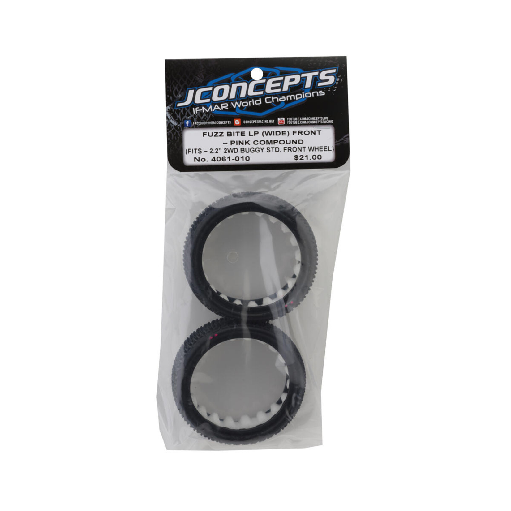 JConcepts #4061-010 JConcepts Fuzz Bite Wide Carpet 2.2" 2WD Front Buggy Tires (2) (Pink)
