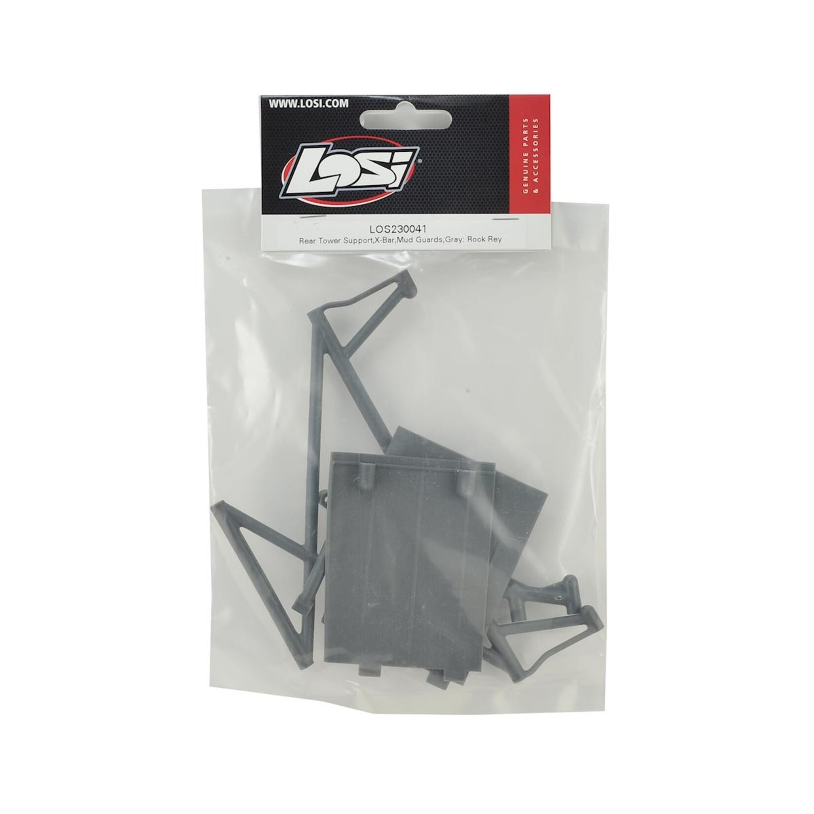 Losi Losi Rock Rey Rear Tower Support & Mud Guards (Grey) #LOS230041