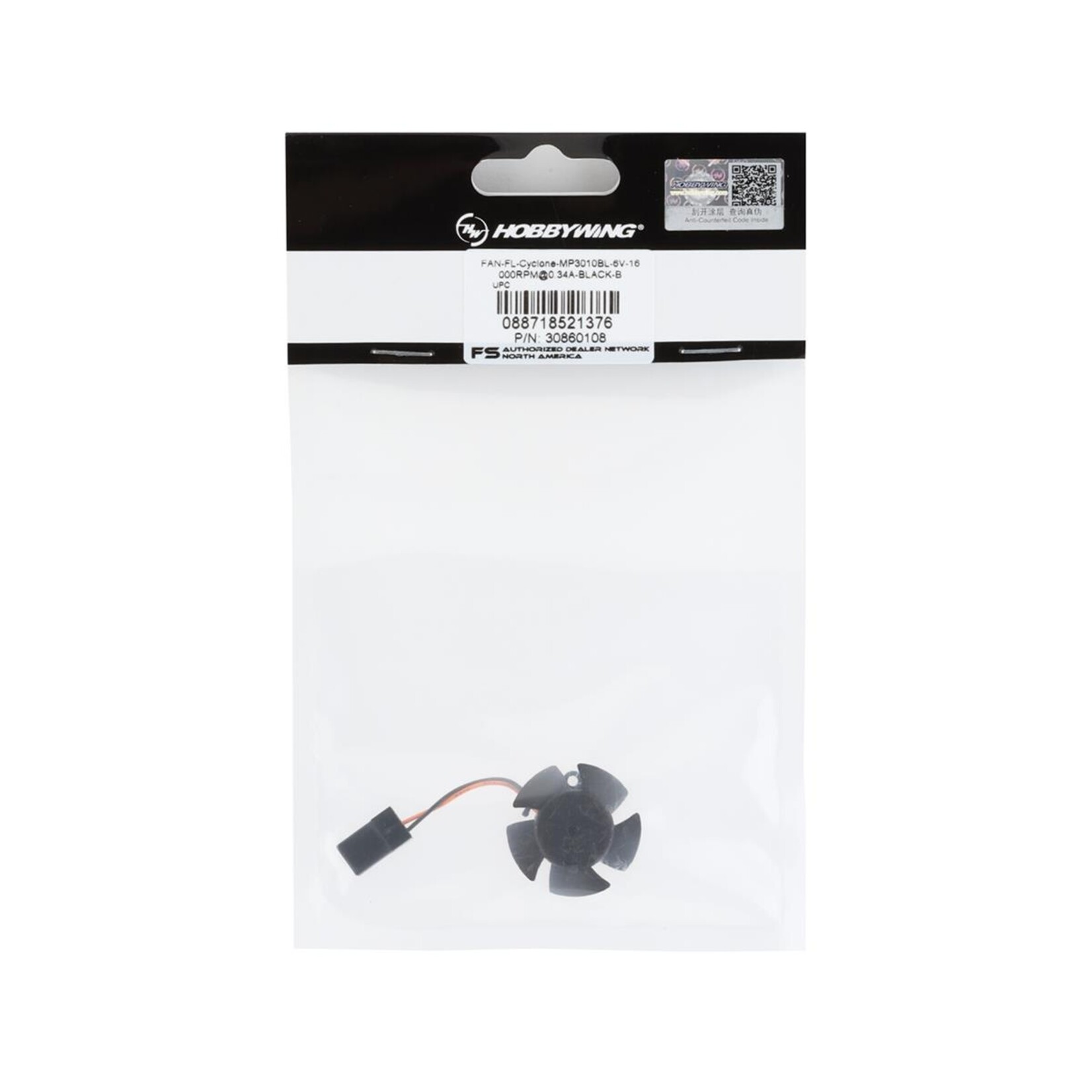 Hobbywing #30860108 Hobbywing MP3010BL Cyclone 6V Fan (Black)