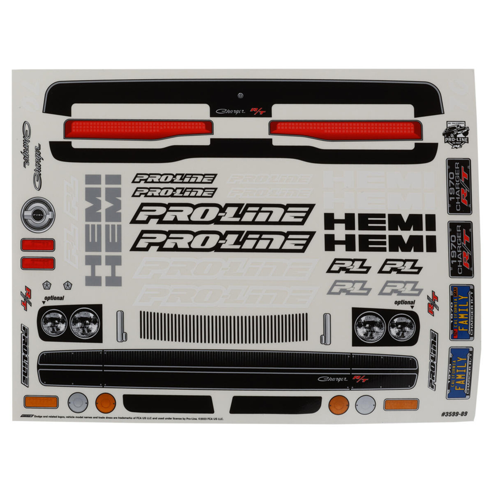 Pro-Line #3599-00 Pro-Line 1970 Dodge Charger No Prep Drag Racing Body (Clear)