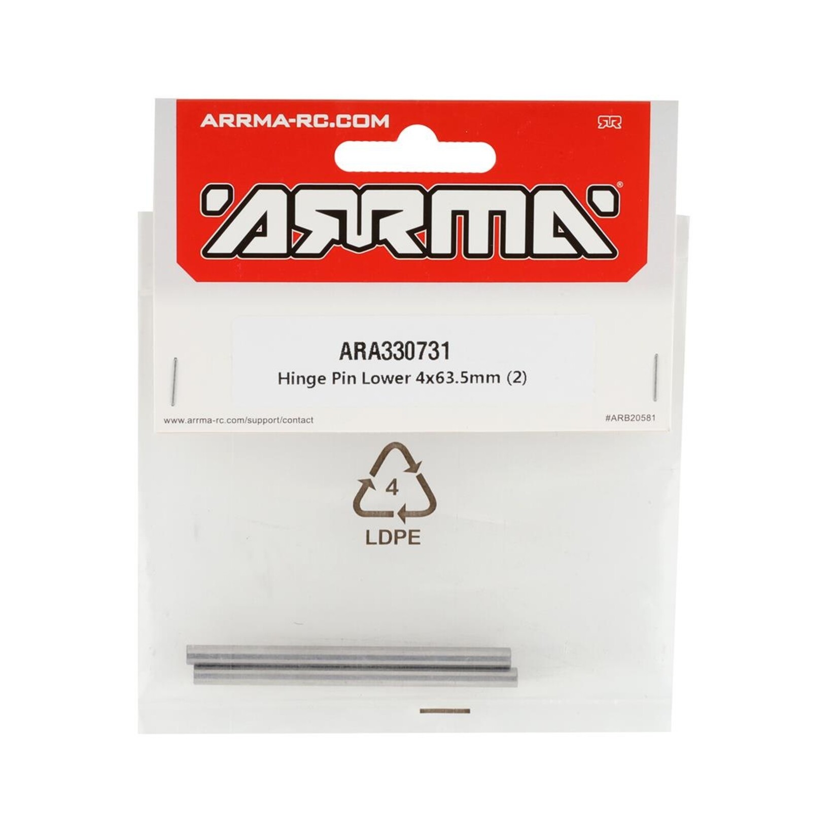 ARRMA Arrma 4x63.5mm Hinge Pin Lower (2) #ARA330731