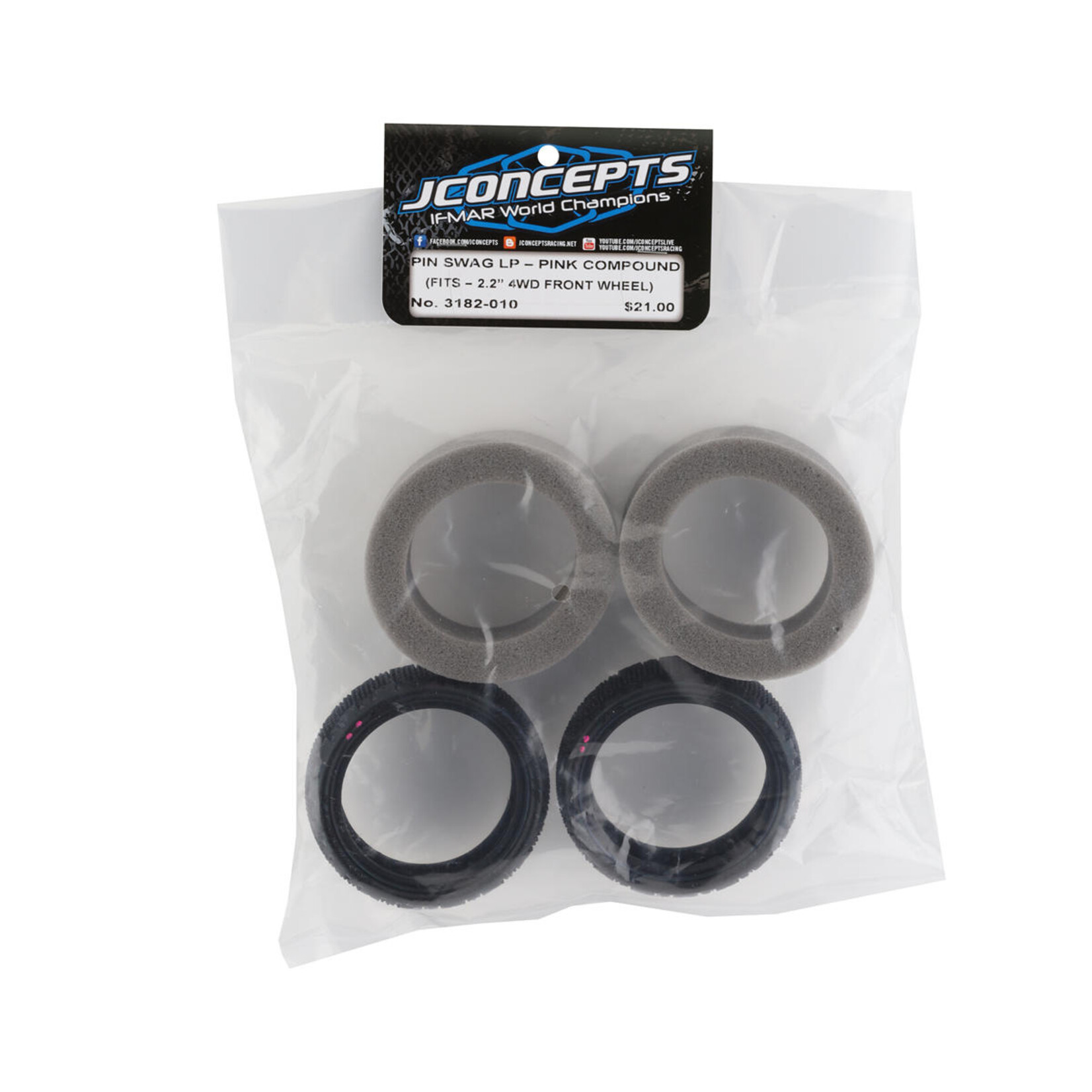 JConcepts #3182-010 JConcepts Pin Swag Carpet 2.2" 1/10 4WD Buggy Front Tires (2) (Pink)