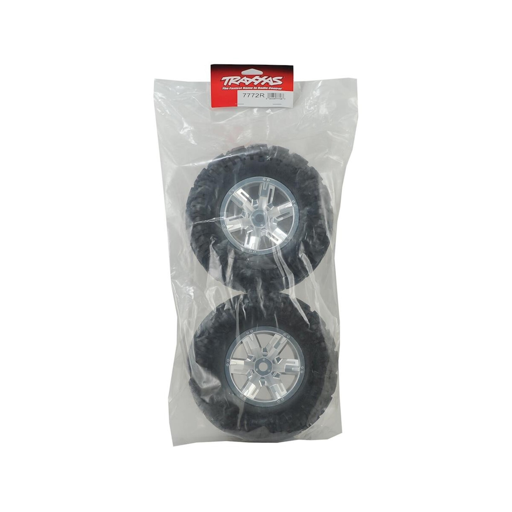 Traxxas #7772R  Traxxas X-Maxx Pre-Mounted Tires & Wheels (Satin Chrome) (2)