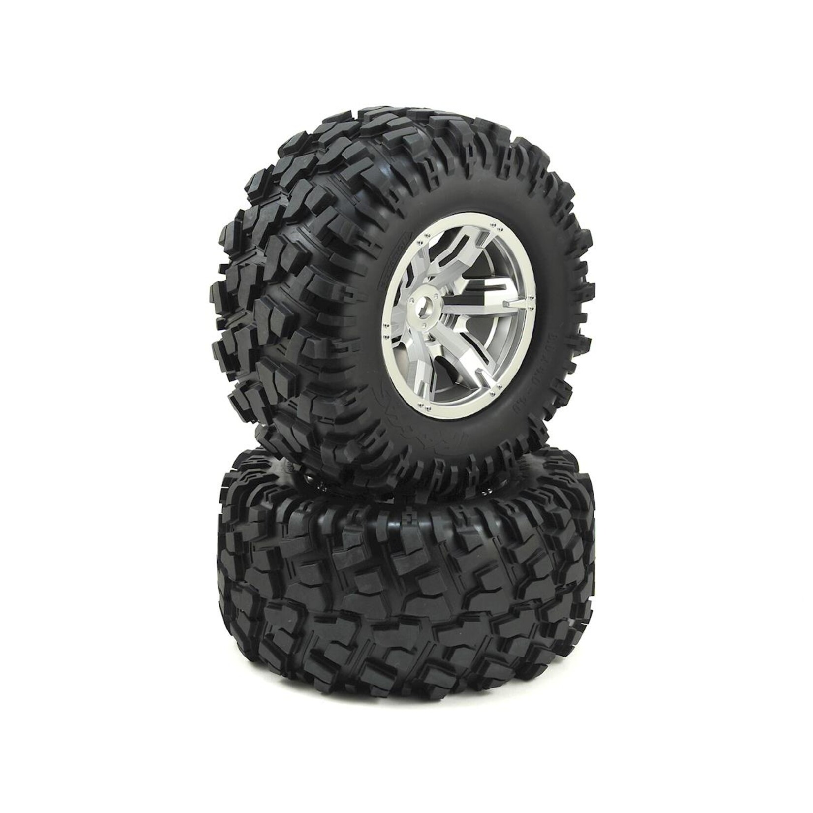 Traxxas #7772R  Traxxas X-Maxx Pre-Mounted Tires & Wheels (Satin Chrome) (2)