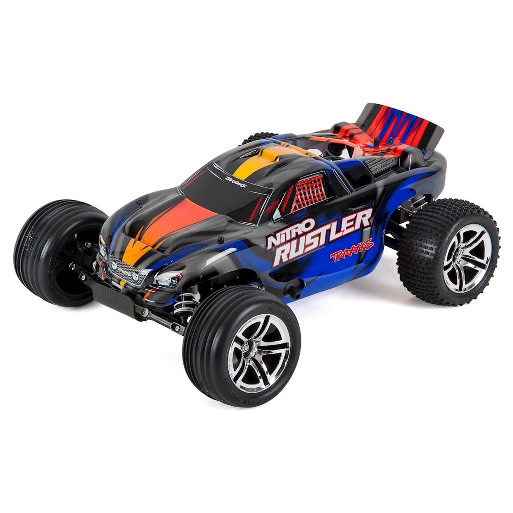 Traxxas #44096-3-BLUE Traxxas Nitro Rustler 1/10 RTR Stadium Truck (Silver/Blue) w/TQi 2.4GHz, TSM, EZ Start, Battery & DC Charger