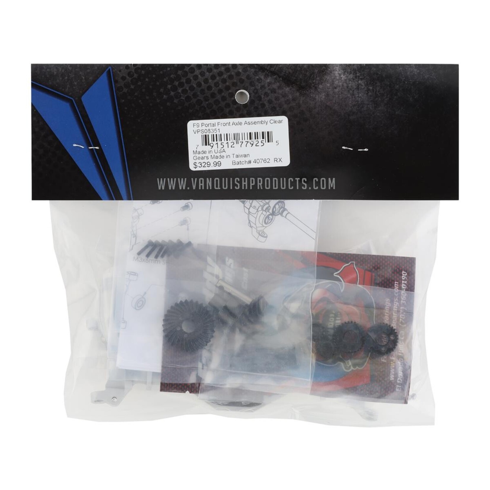 Vanquish Products #VPS08351 Vanquish Products Currie Portal F9 SCX10 II Front Axle Kit (Silver)