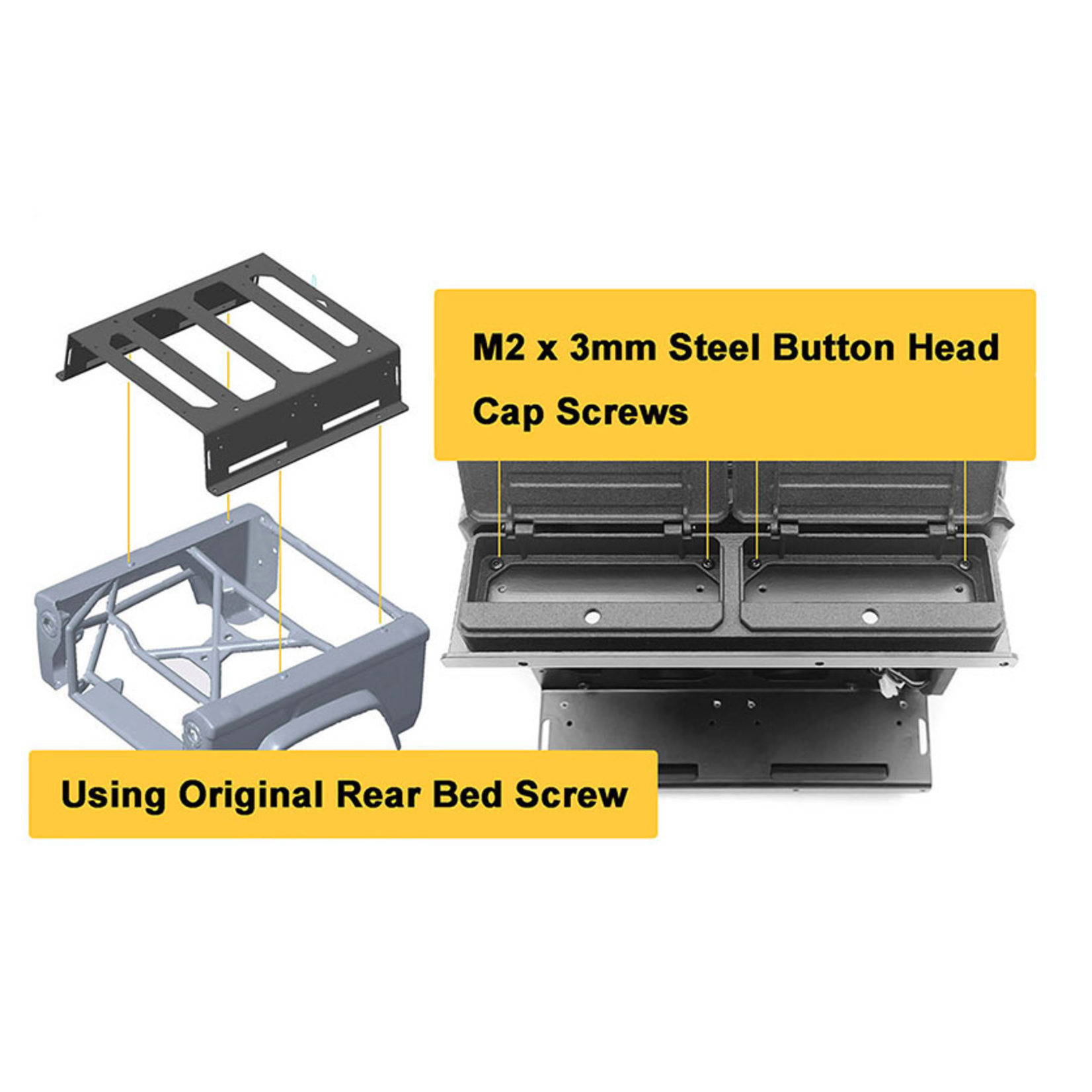 CCHAND #VVV-C1389 RC4WD CChand Rear Bed Rack And Tool Box W/ Light Bar for Vanquish VS4-10 Phoenix