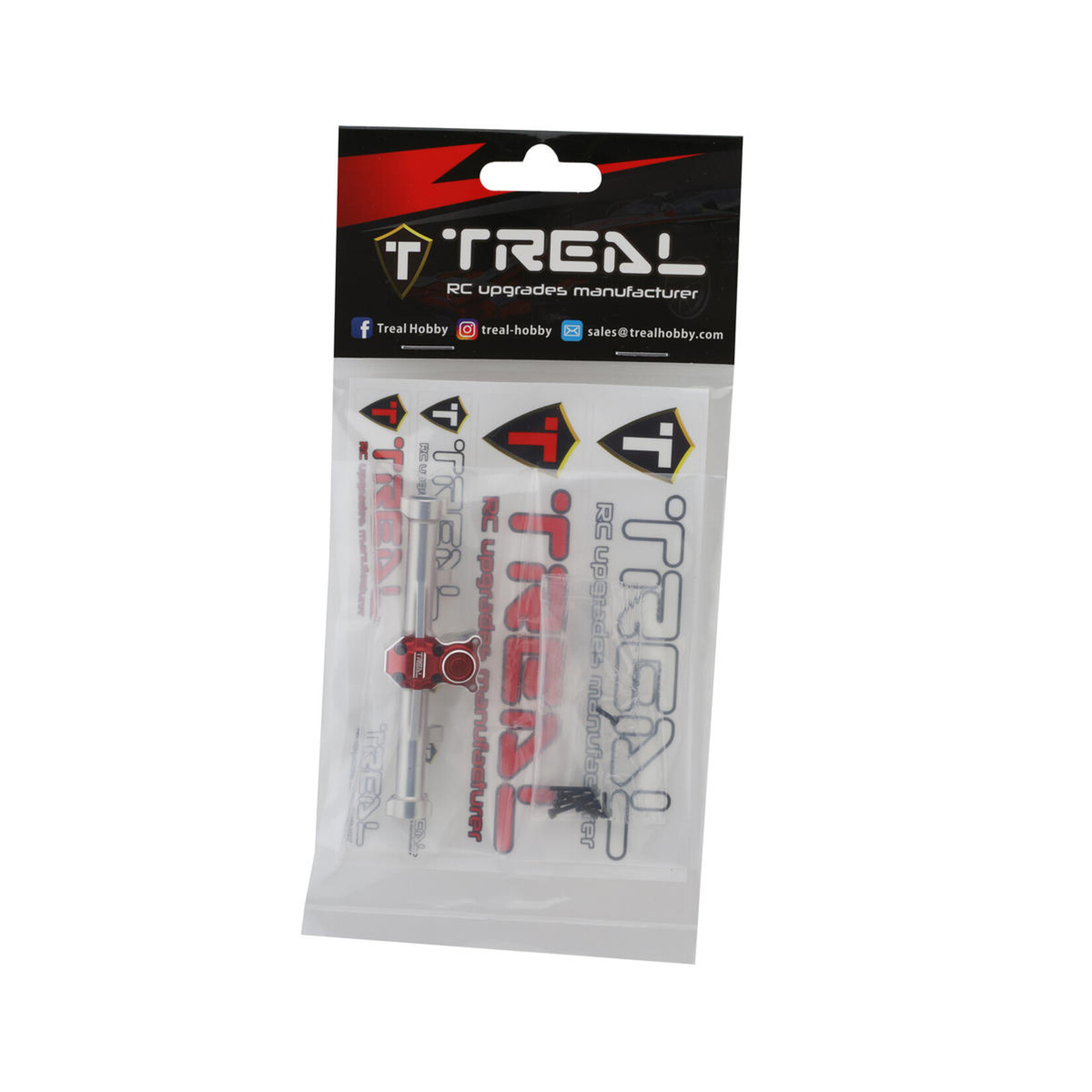 Treal #X002KLYY0F Treal Hobby Axial SCX24 Aluminum Rear Axle (Silver/Red)