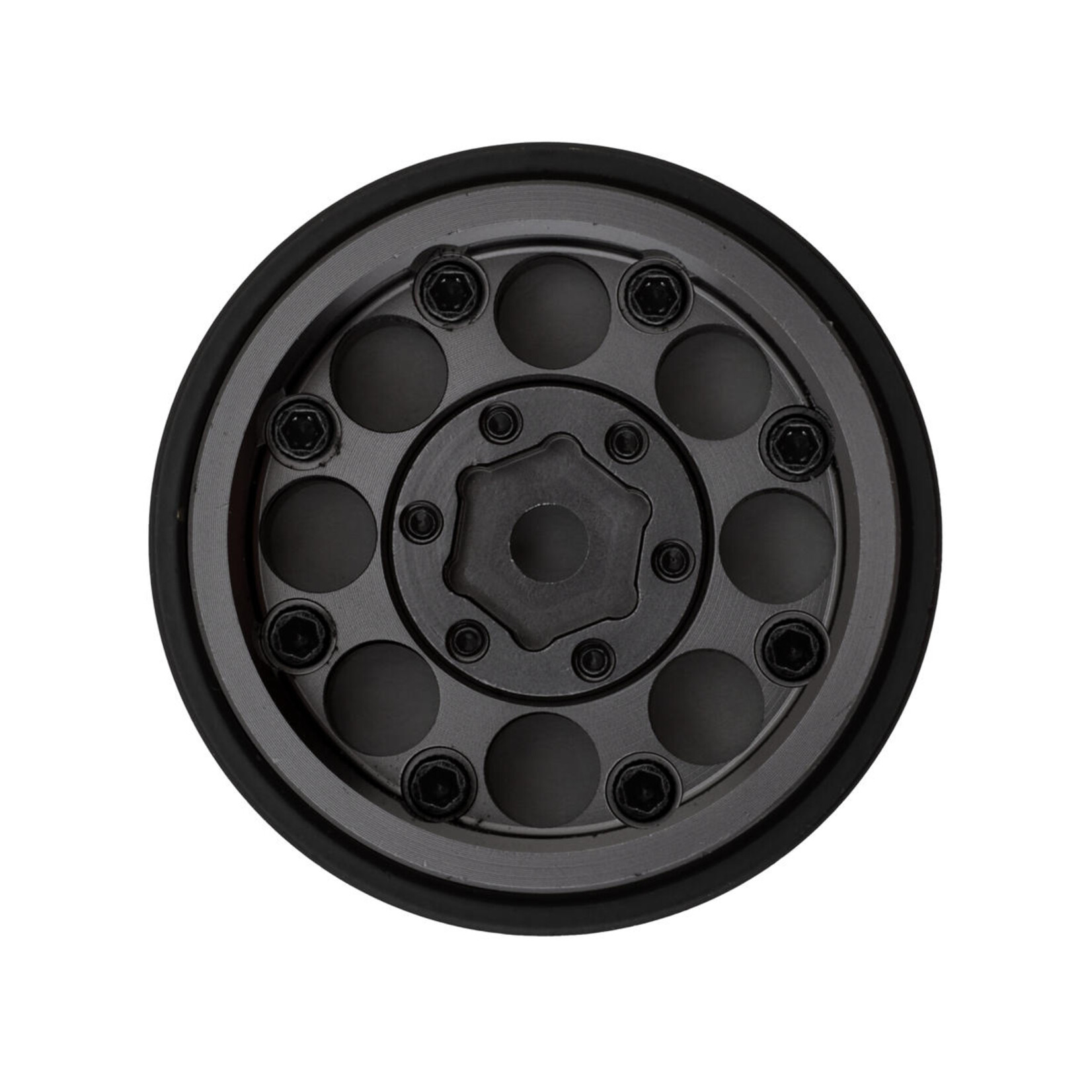 Treal #X002P92OBN Treal Hobby 1.0" 8-Hole Beadlock Wheels (Black) (4) (22g)