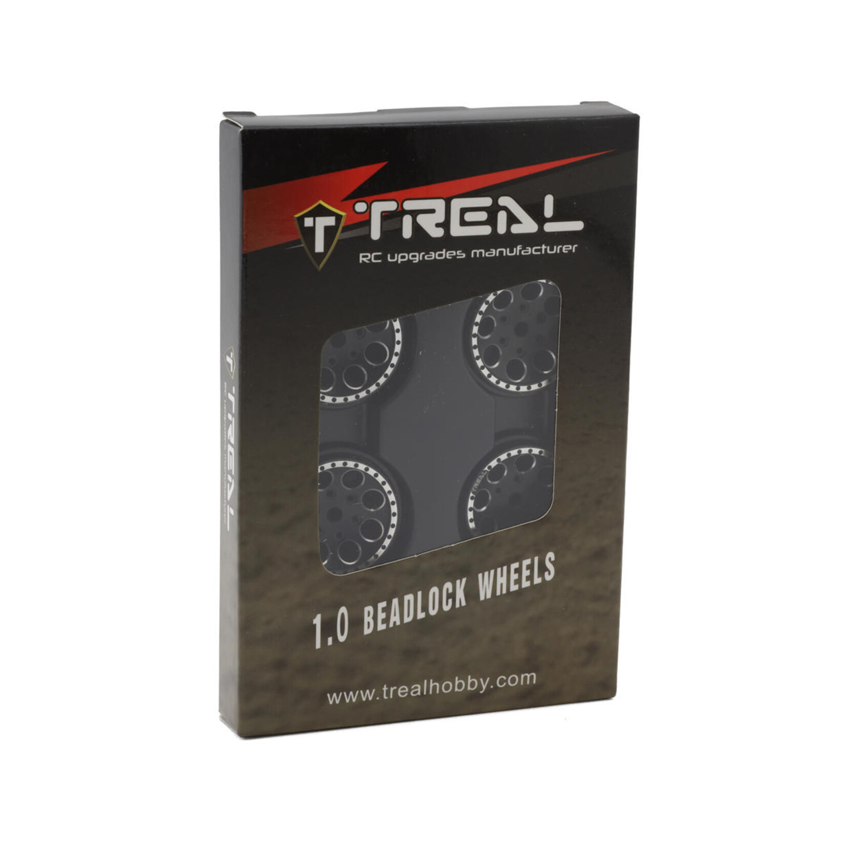 Treal #X002P92OBN Treal Hobby 1.0" 8-Hole Beadlock Wheels (Black) (4) (22g)